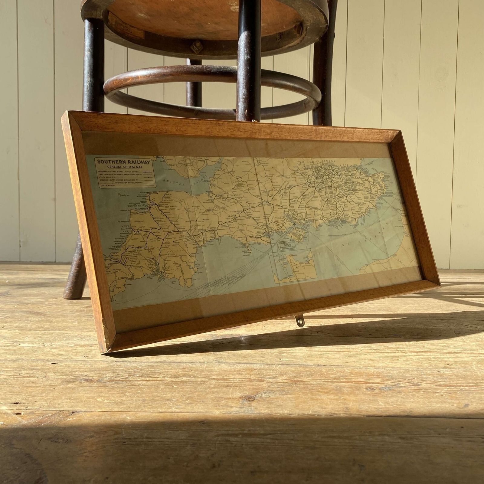 Framed Southern Railway Map, Early 20th Century photo for sale