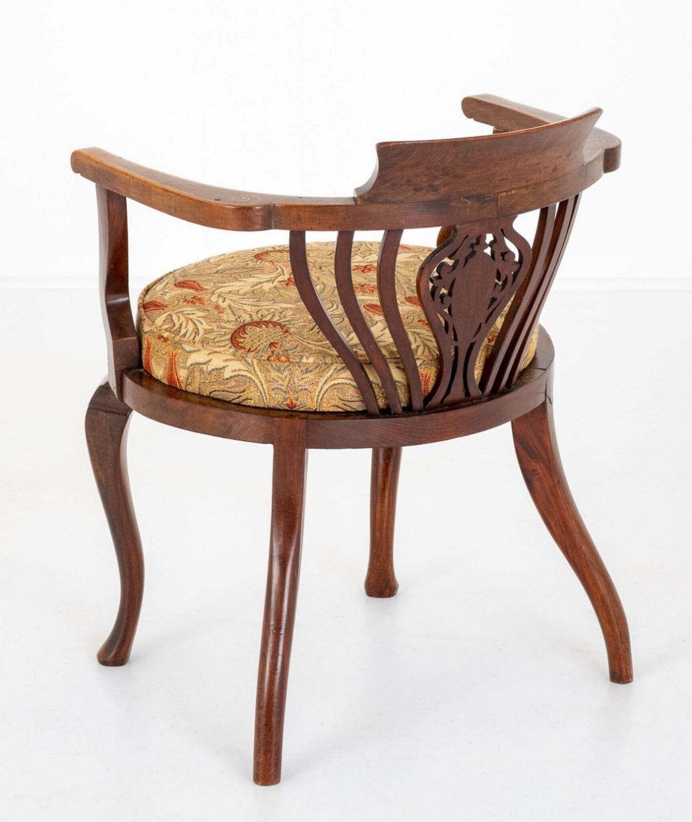 Victorian Tub Chair Marquetry Inlay 1880 photo for sale