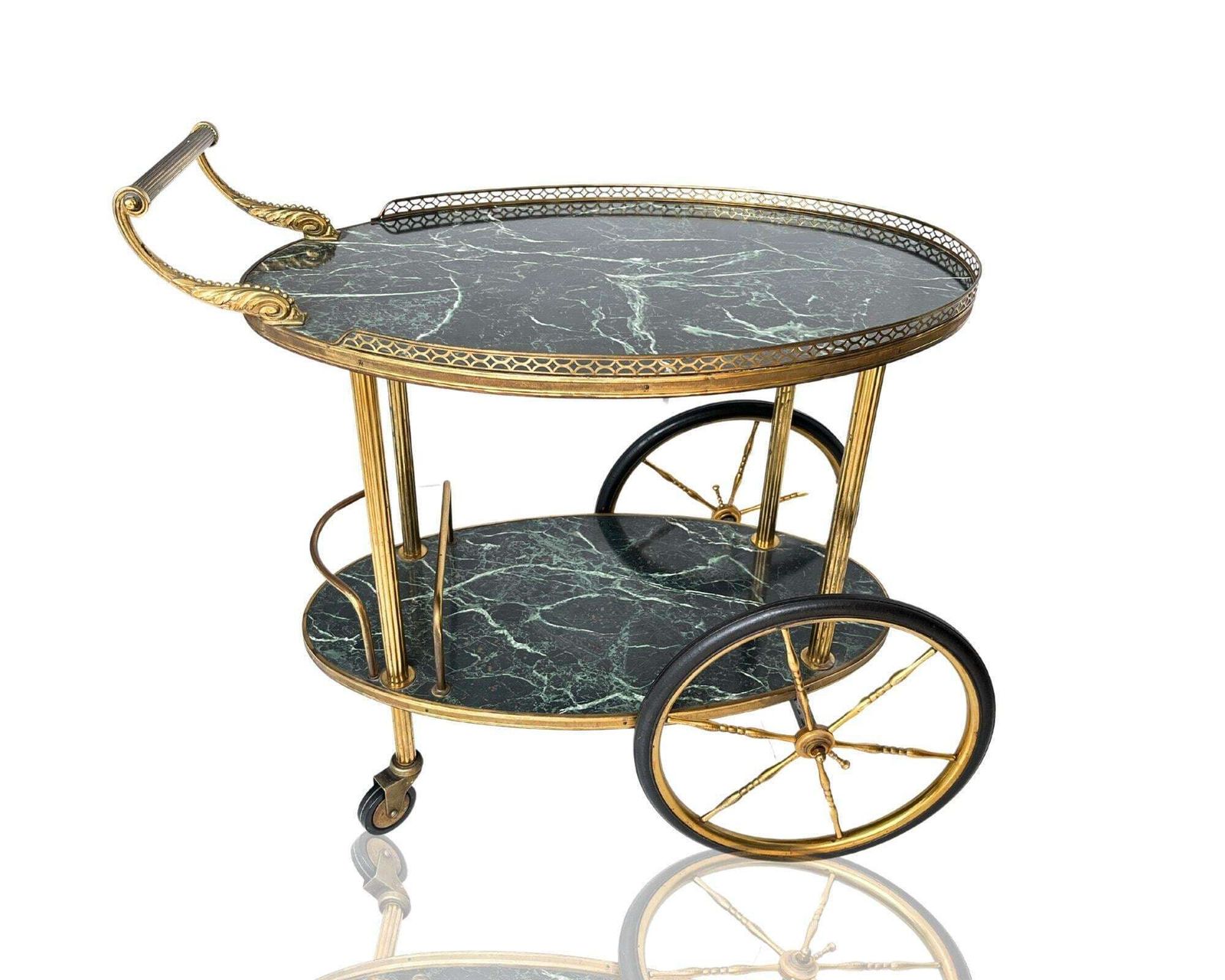 Messing Barcart Frans | Groen Marmer Decor | Restaurant Hotel