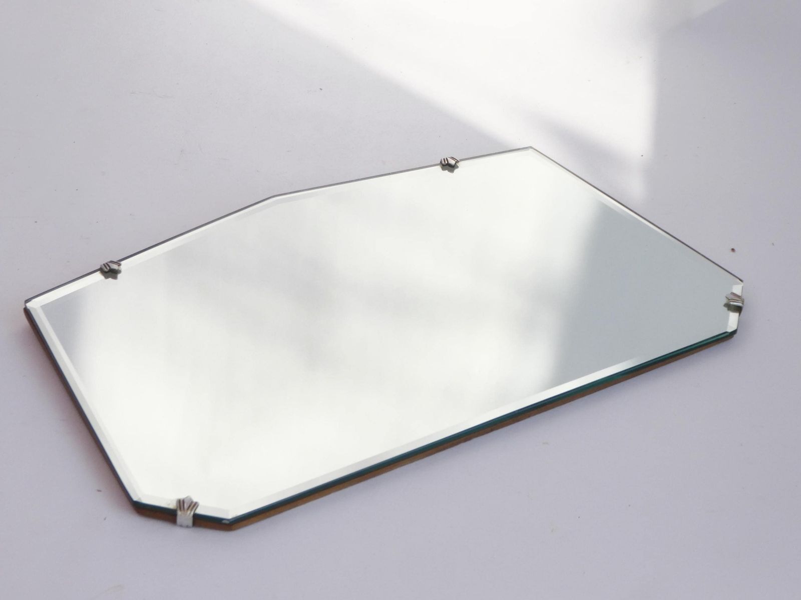Frameless Asymmetric Wall Mirror, Original Beveled Mirror Art Deco Style, Antique Mirror Diamond Shape photo Home Decor