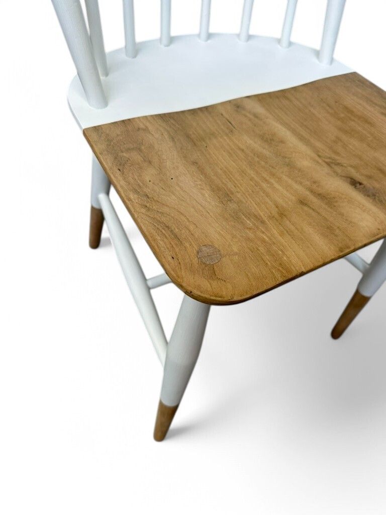 Pair Of Vintage Ercol Windsor 370 Dining Chairs, Painted And Exposed Wood Design photo Furniture