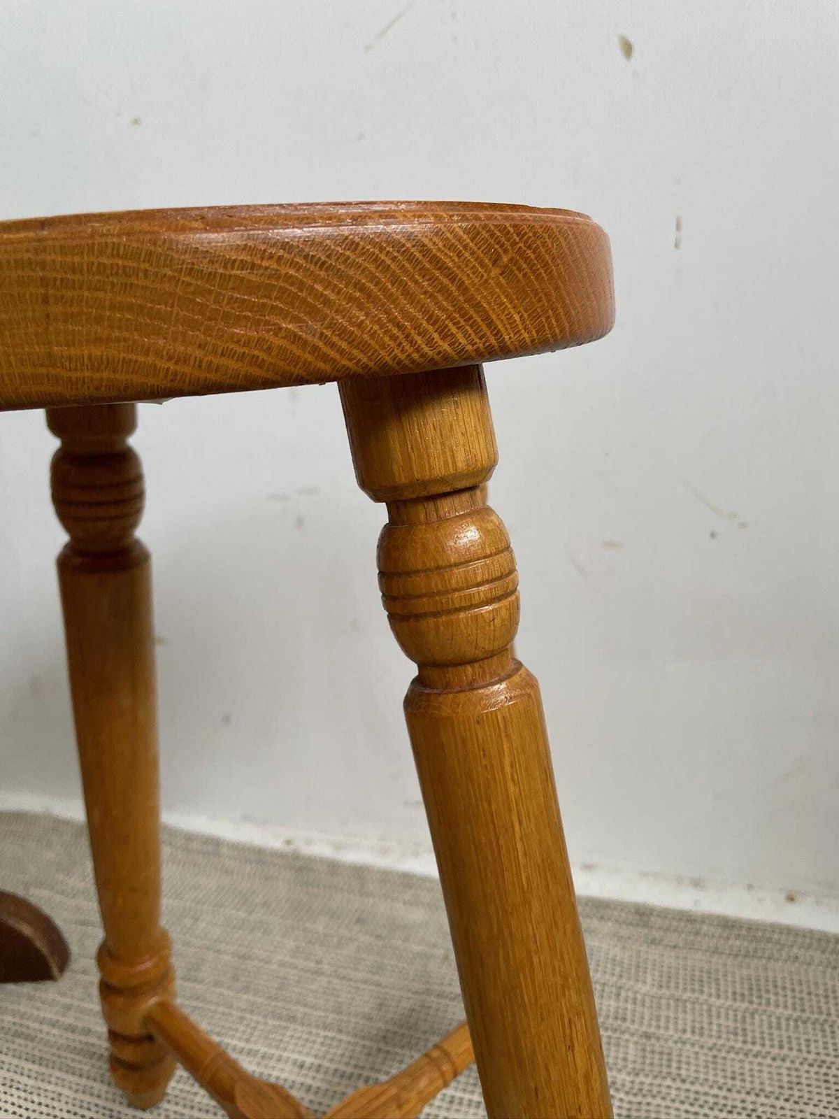 Small Arts And Crafts Traditional Style Stool With Wooden Inlay Of Kettlewell By J Hammond photo Furniture