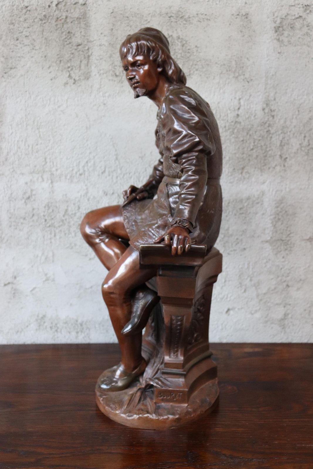 Antique 19th Century Bronze Sculpture Of A Writer By French Sculptor Eutrope Bouret (St. 234) photo 2189.0