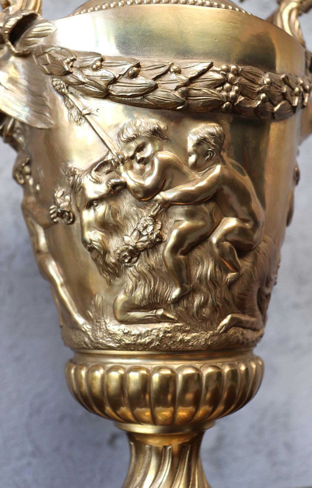 Antique Set Of Two 19th Century Ormolu Bronze Cassolette Vases After French Sculptor Clodion (St.232) photo buy