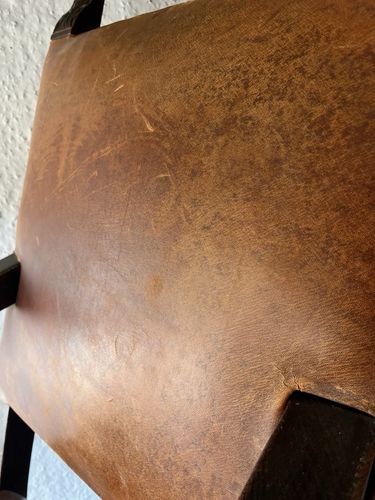 Large Antique Arts & Crafts Solid Oak Antique Tan Leather King Throne Arm Chair photo Furniture