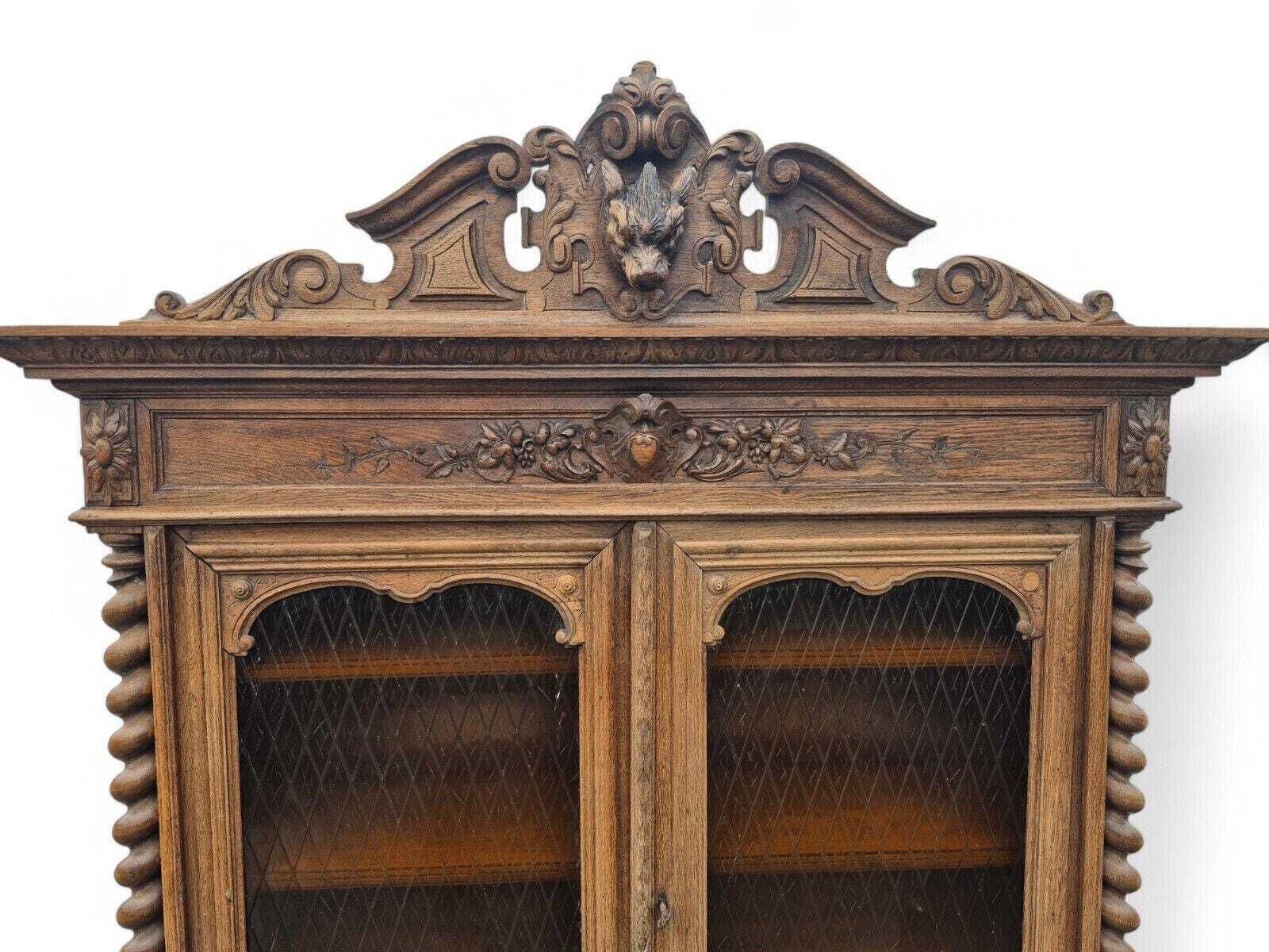 Antique Solid Oak Wood Carved French Bookcase / Dresser Late 1800s photo 1995.0