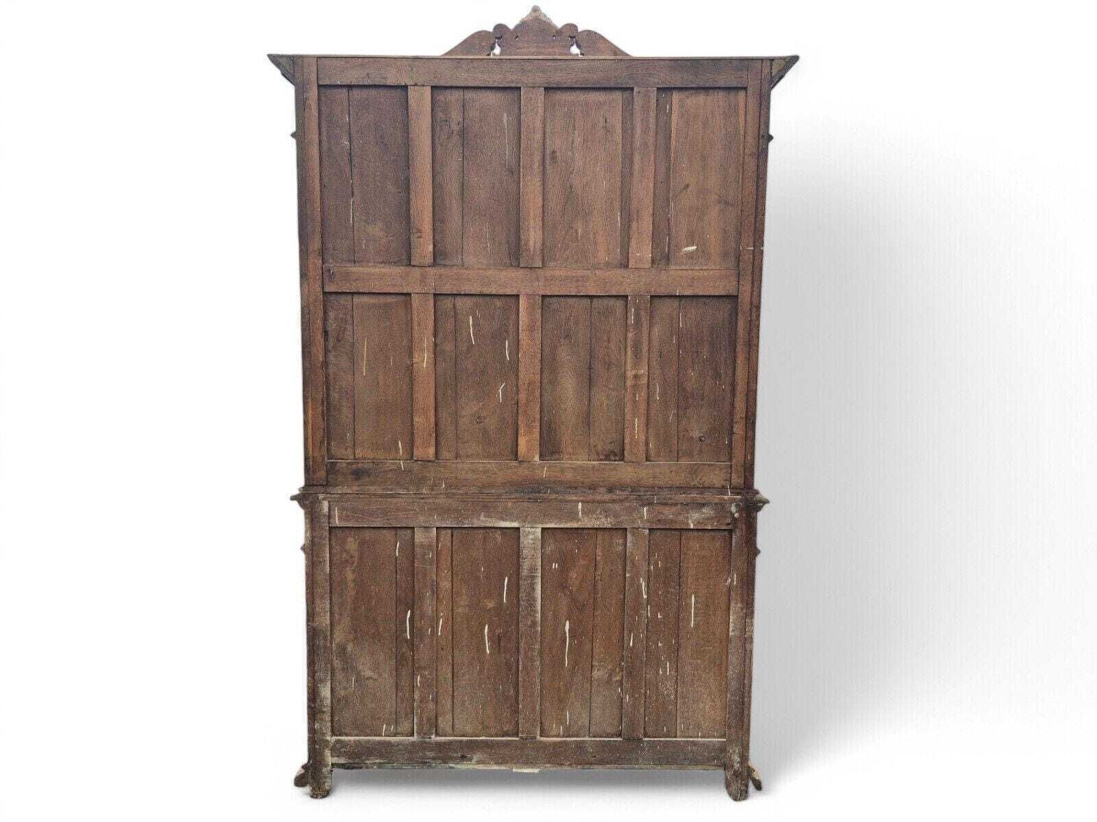 photo for sale Antique Solid Oak Wood Carved French Bookcase / Dresser Late 1800s