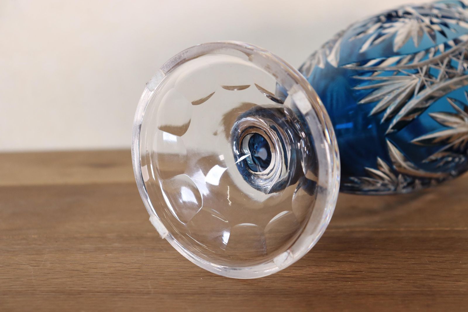 Stunning Vase In Petrol Blue Crystal Attributed To The Val Saint Lambert Factory (St.262) photo vinterior