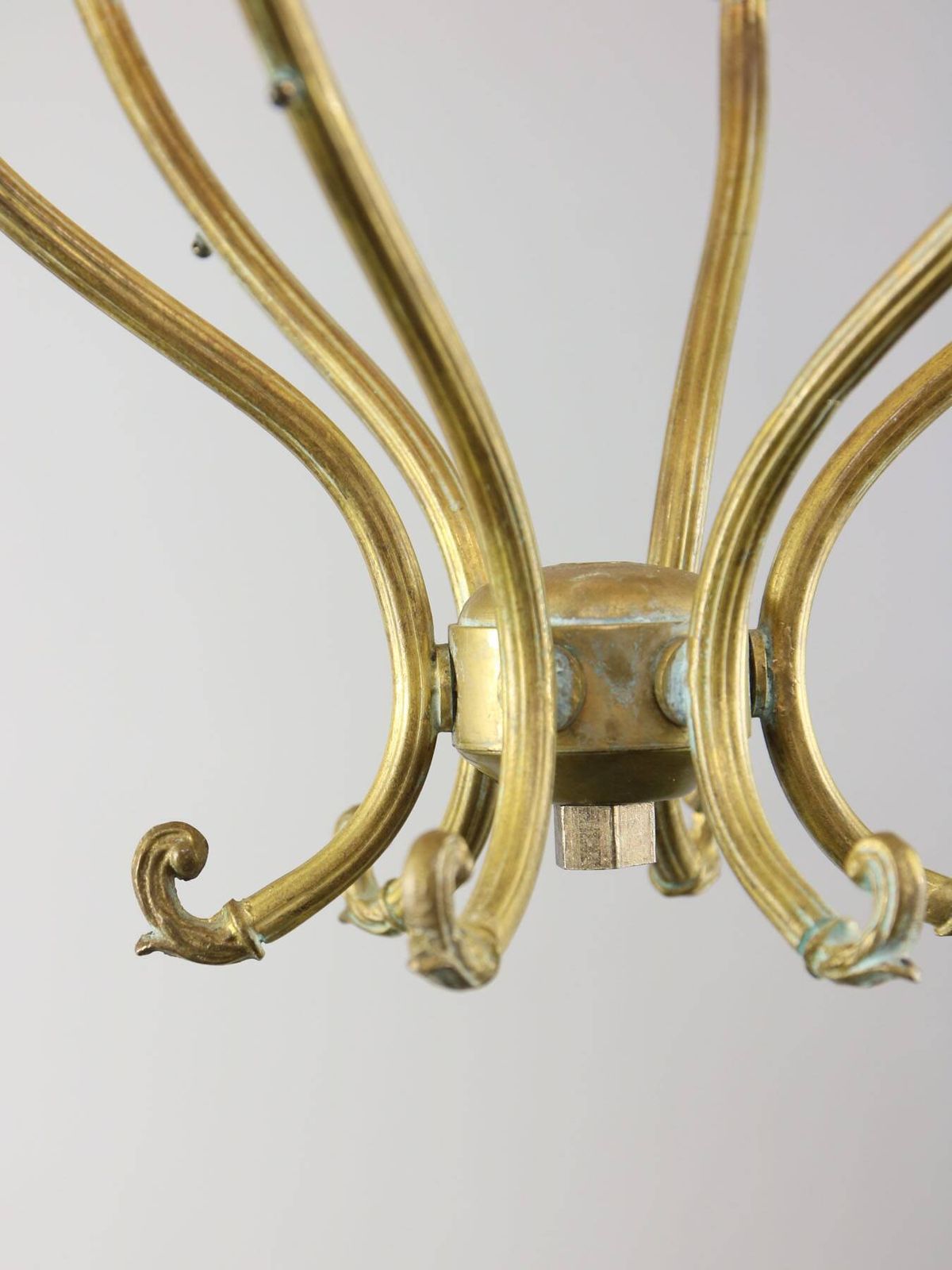Antique Italian Brass And Opaline Chandelier photo 725.0