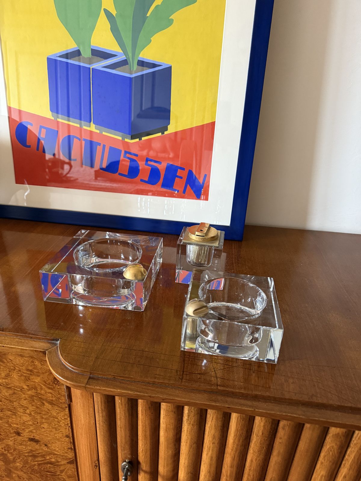 Hollywood Regency Glass Smoking Set, France 1970s photo vinterior