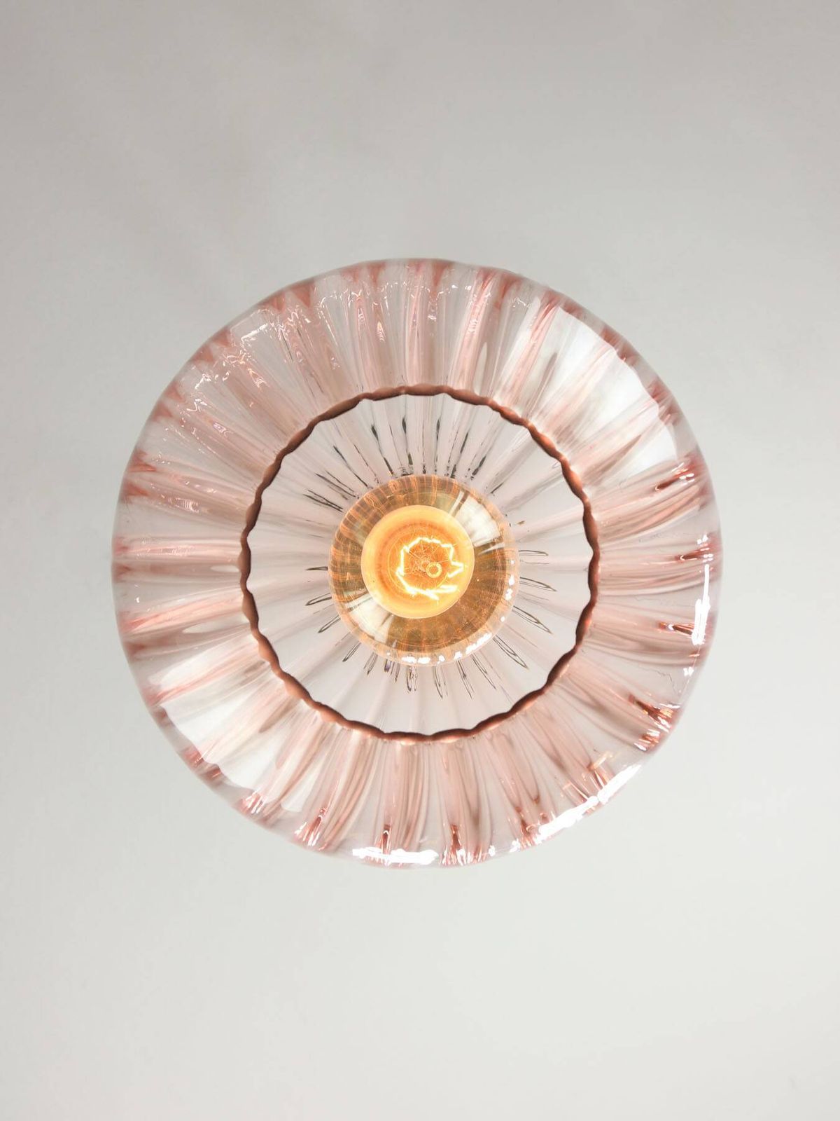 Mid Century Italian Pink Glass And Brass Pendant Lamp photo Lighting