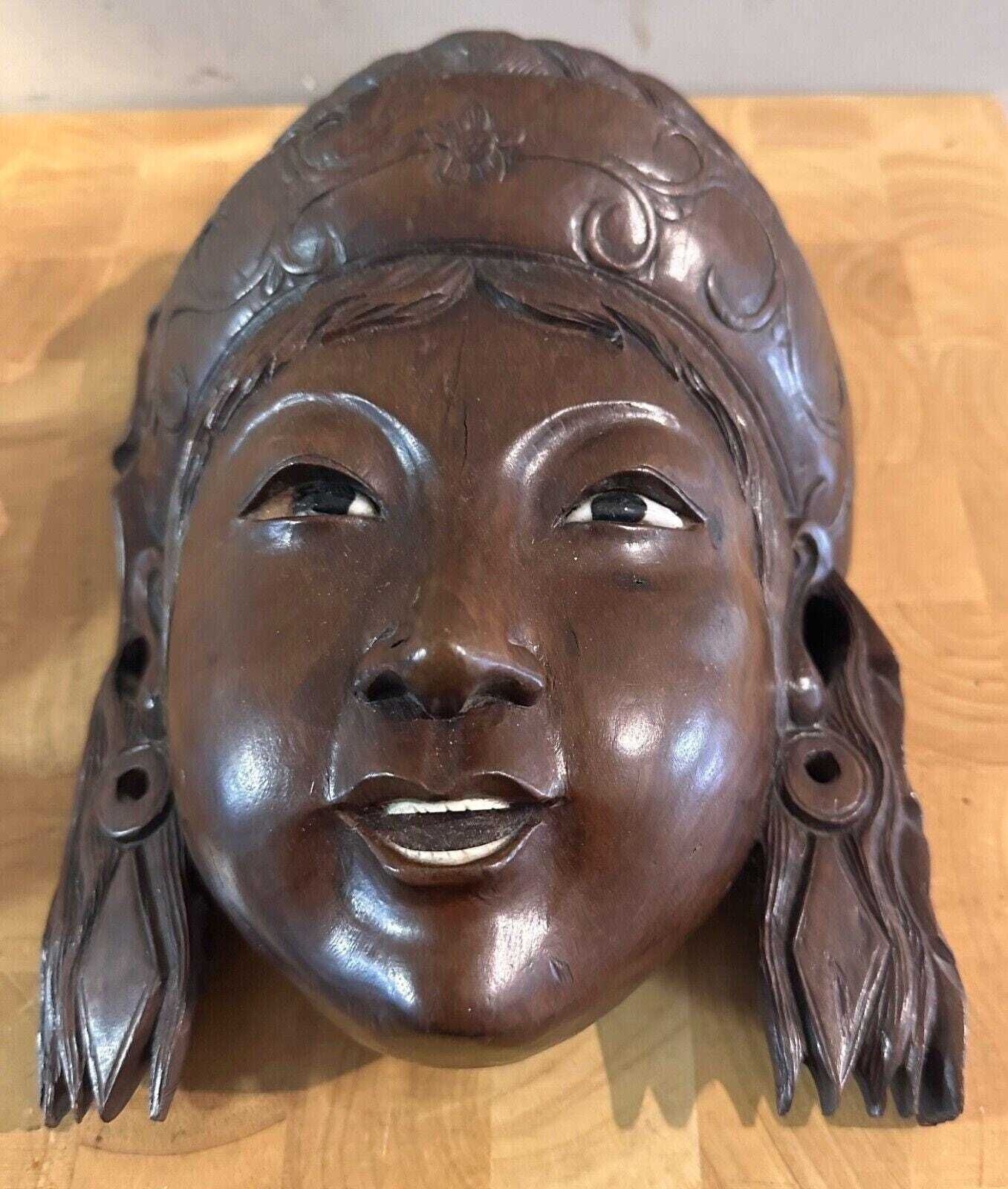 19th Century Wood Carved Chinese Mask Rosewood