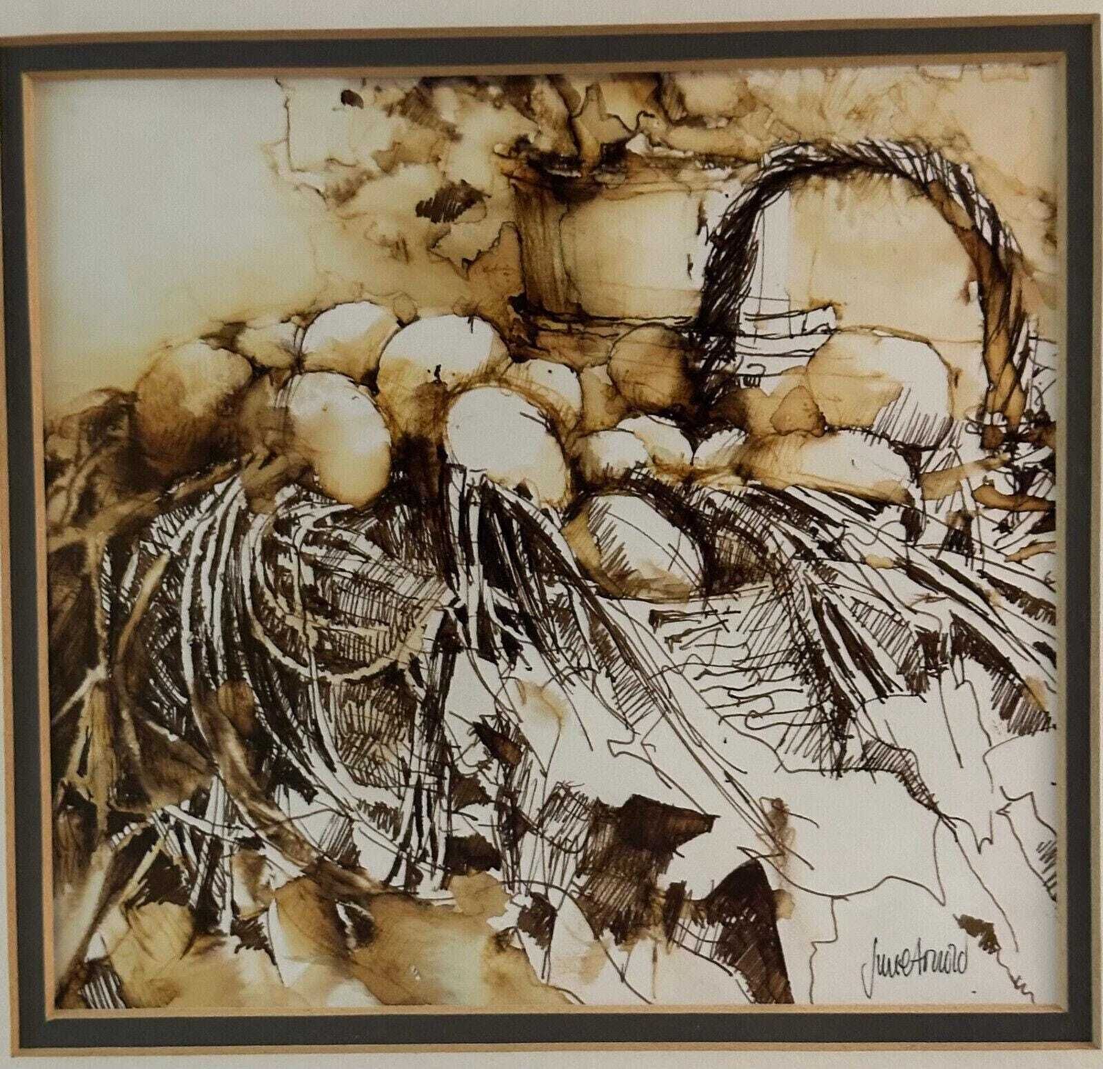Original Pastel / Charcoal Drawing / Painting Artwork By June Arnold Onions photo furniture