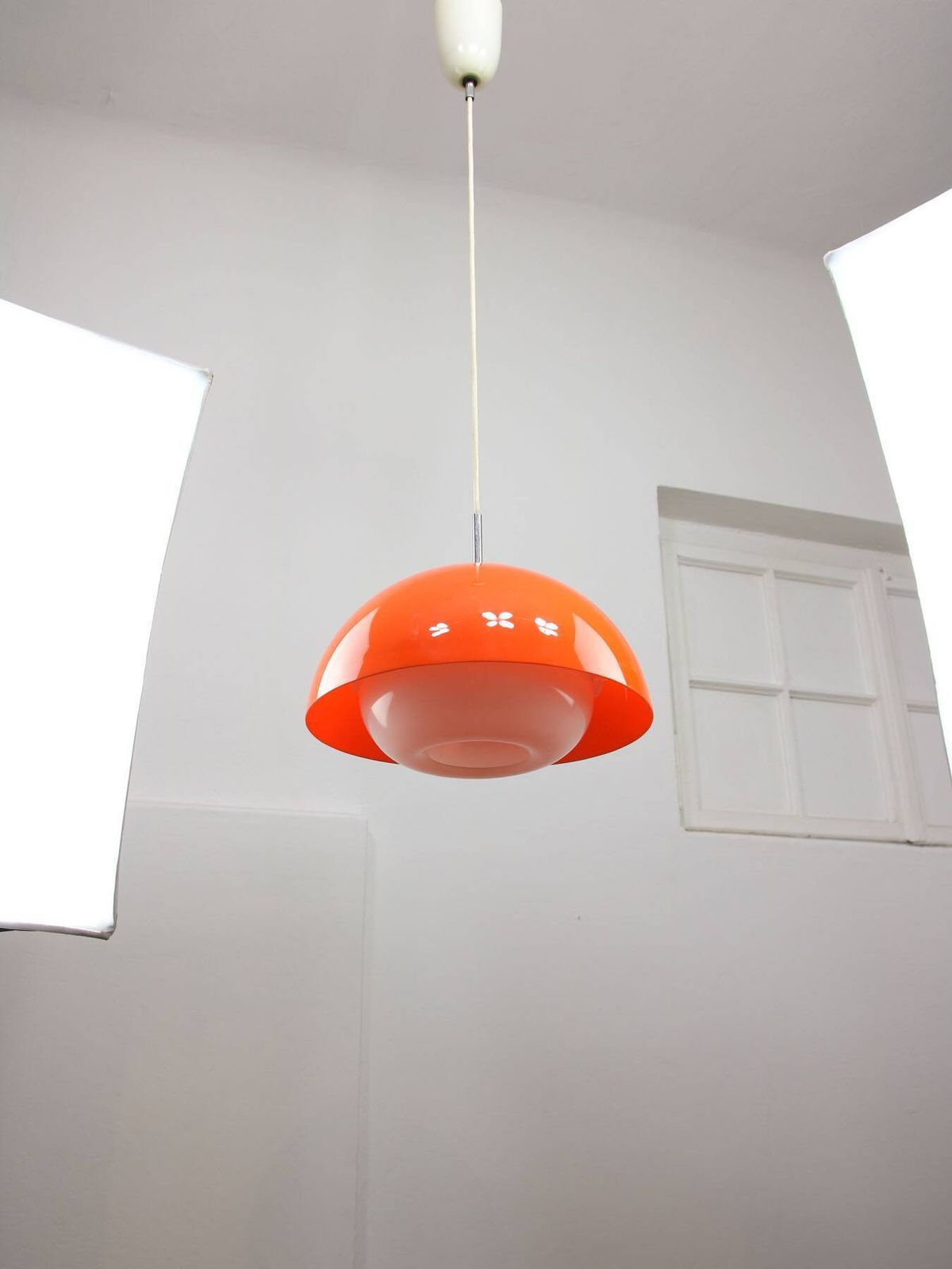 Space Age Italian Orange Acrylic Glass Pendant Lamp, 1970s photo buy