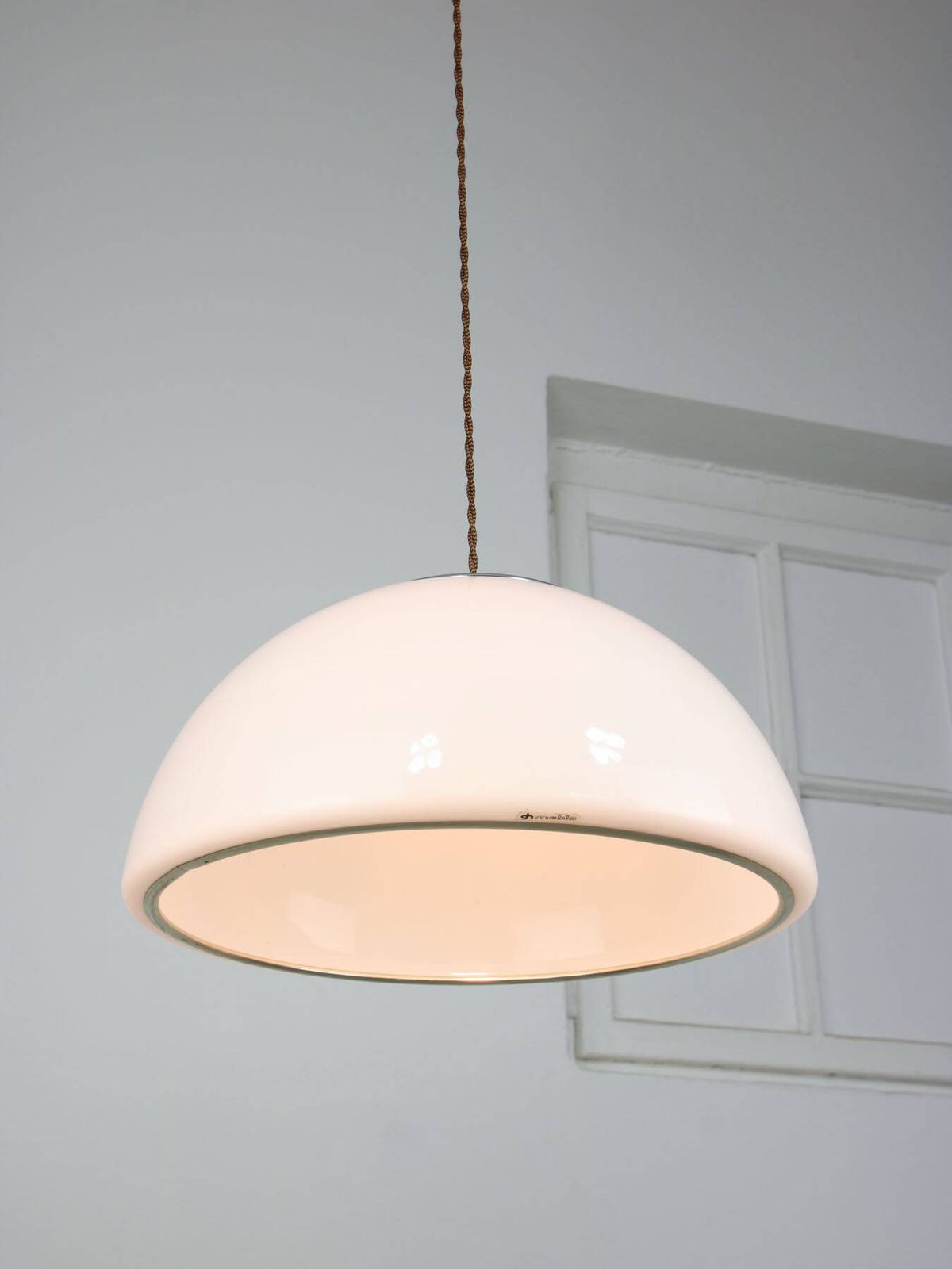 Space Age White Pendant By Luigi Massoni For Guzzini, 1960s photo for sale