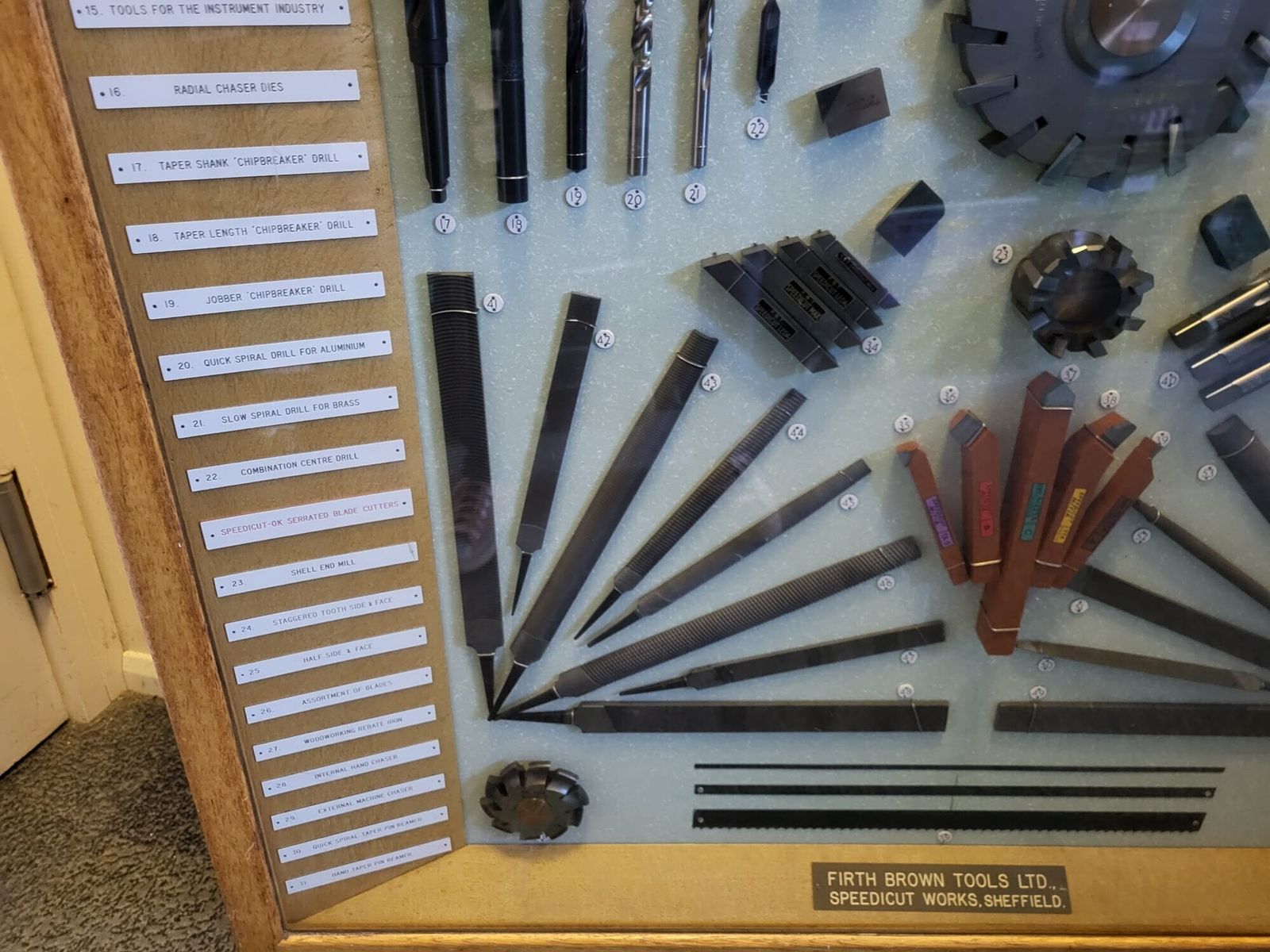 Firth Brown Tools Ltd Vintage Tools Advertising / Teaching Display Cabinet Full Of Original Tools photo vintage