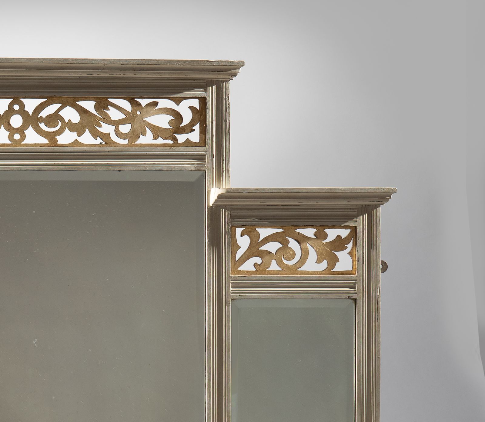 19th Century Victorian English Painted And Parcel   Gilt Overmantle Mirrror photo for sale