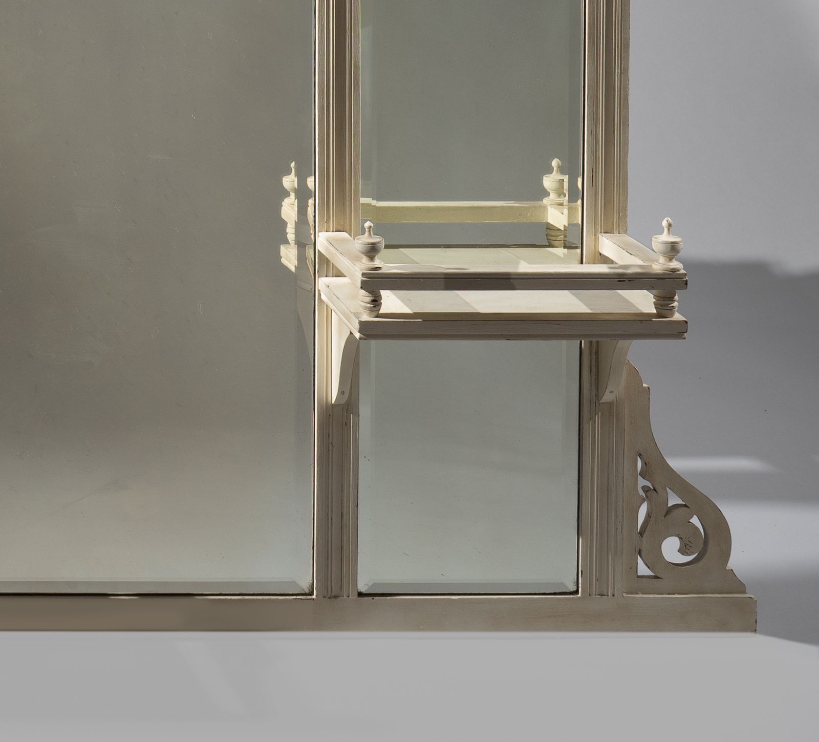 19th Century Victorian English Painted And Parcel   Gilt Overmantle Mirrror photo 1435.0