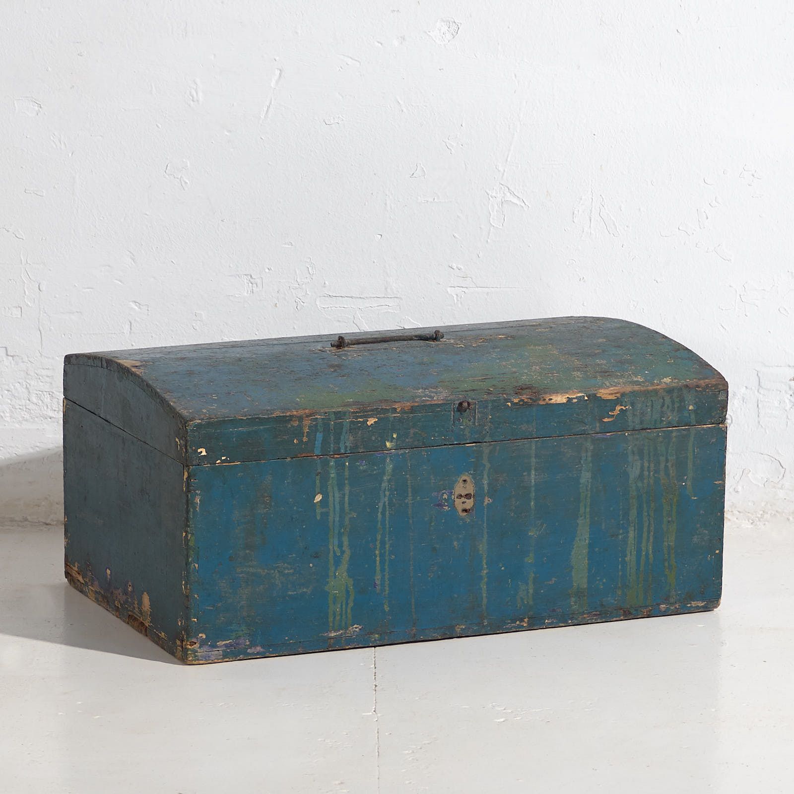 Small Antique Chest With Navy Blue Patina (C.1920) #68