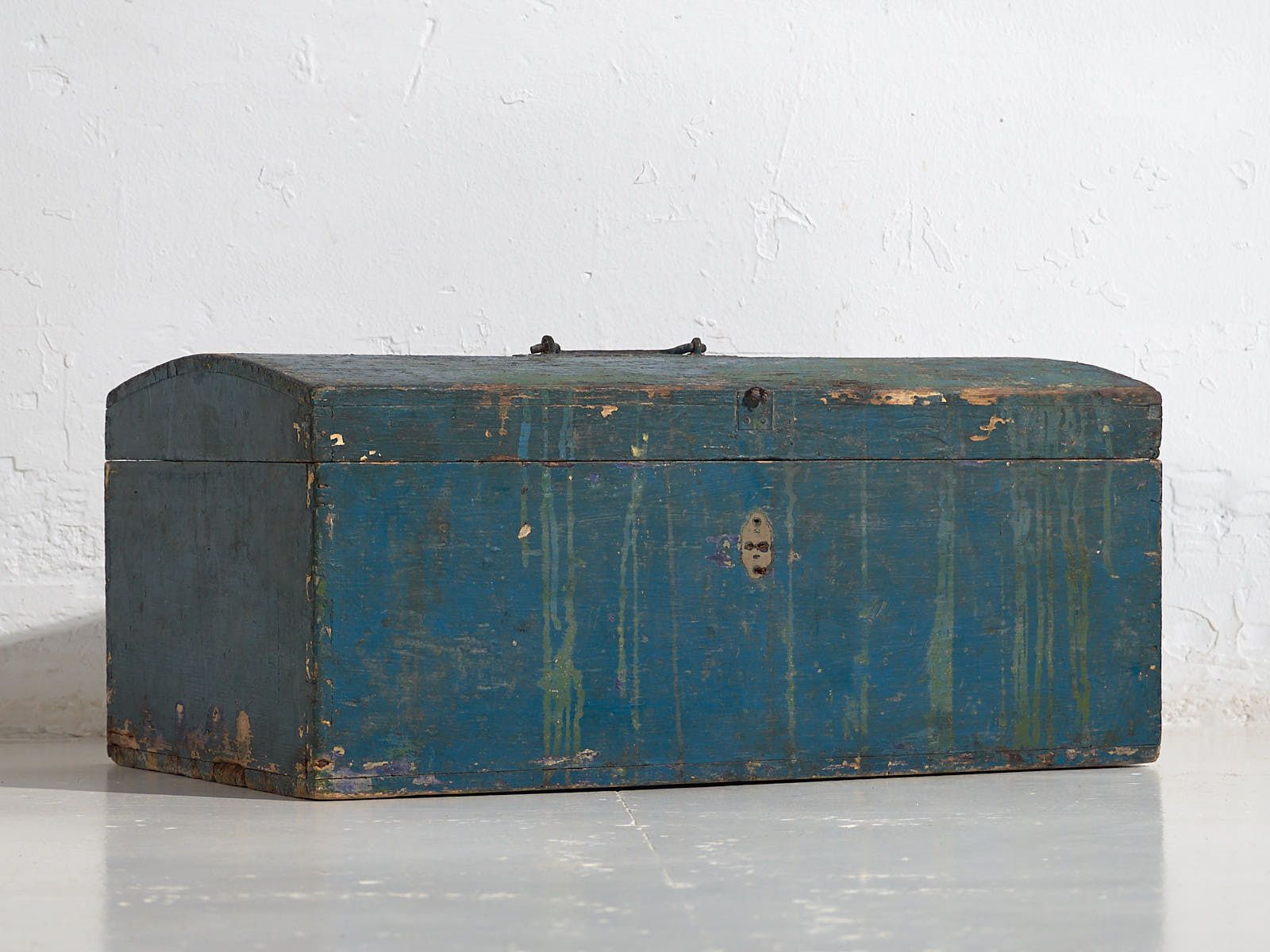Small Antique Chest With Navy Blue Patina (C.1920) #68 photo furniture