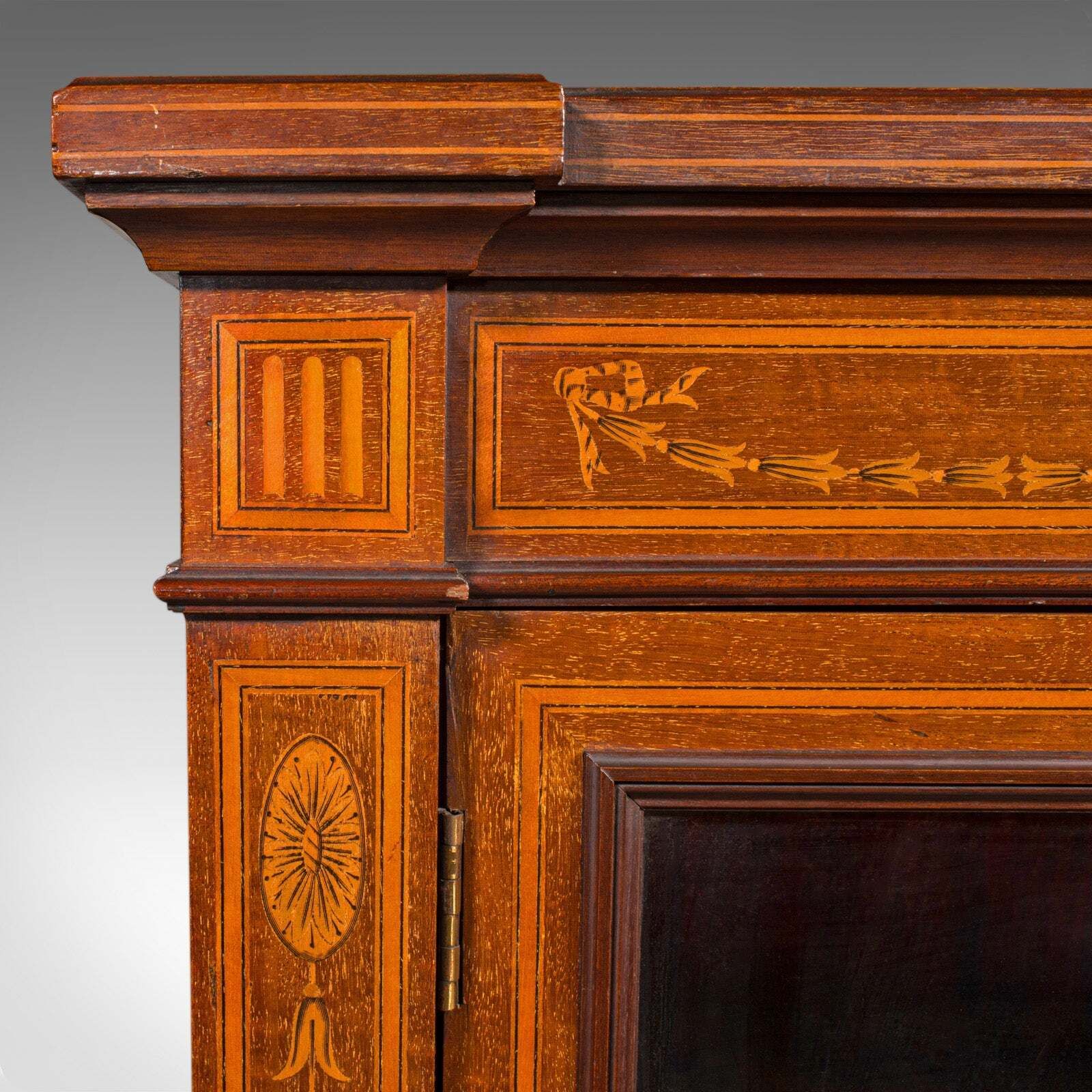 photo for sale Large Antique Glazed Display Cabinet, English, Drawing Room, Bookcase, Edwardian