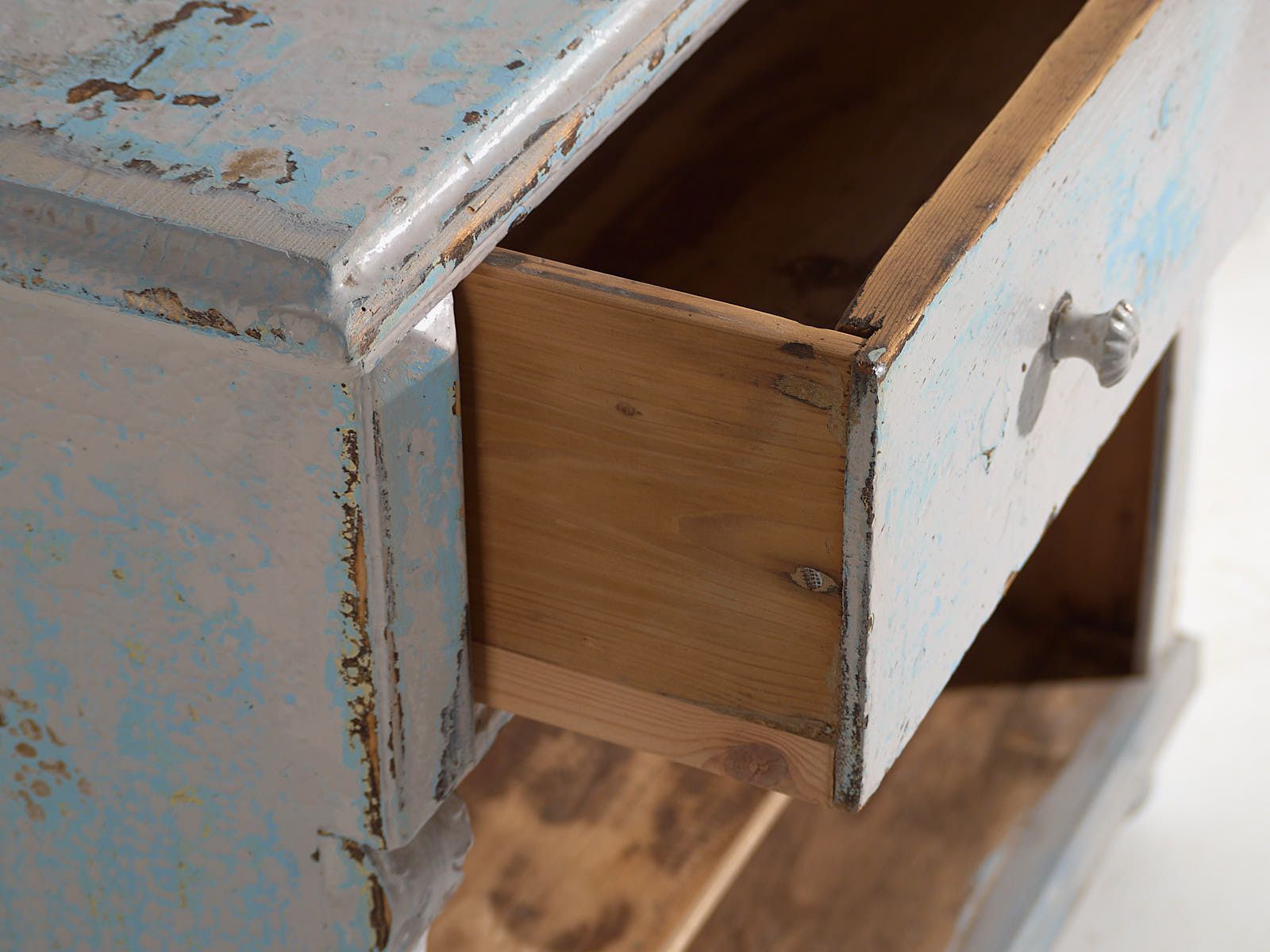 Antique Blue Patina Shop Counter (C.1940) #81 photo vinterior