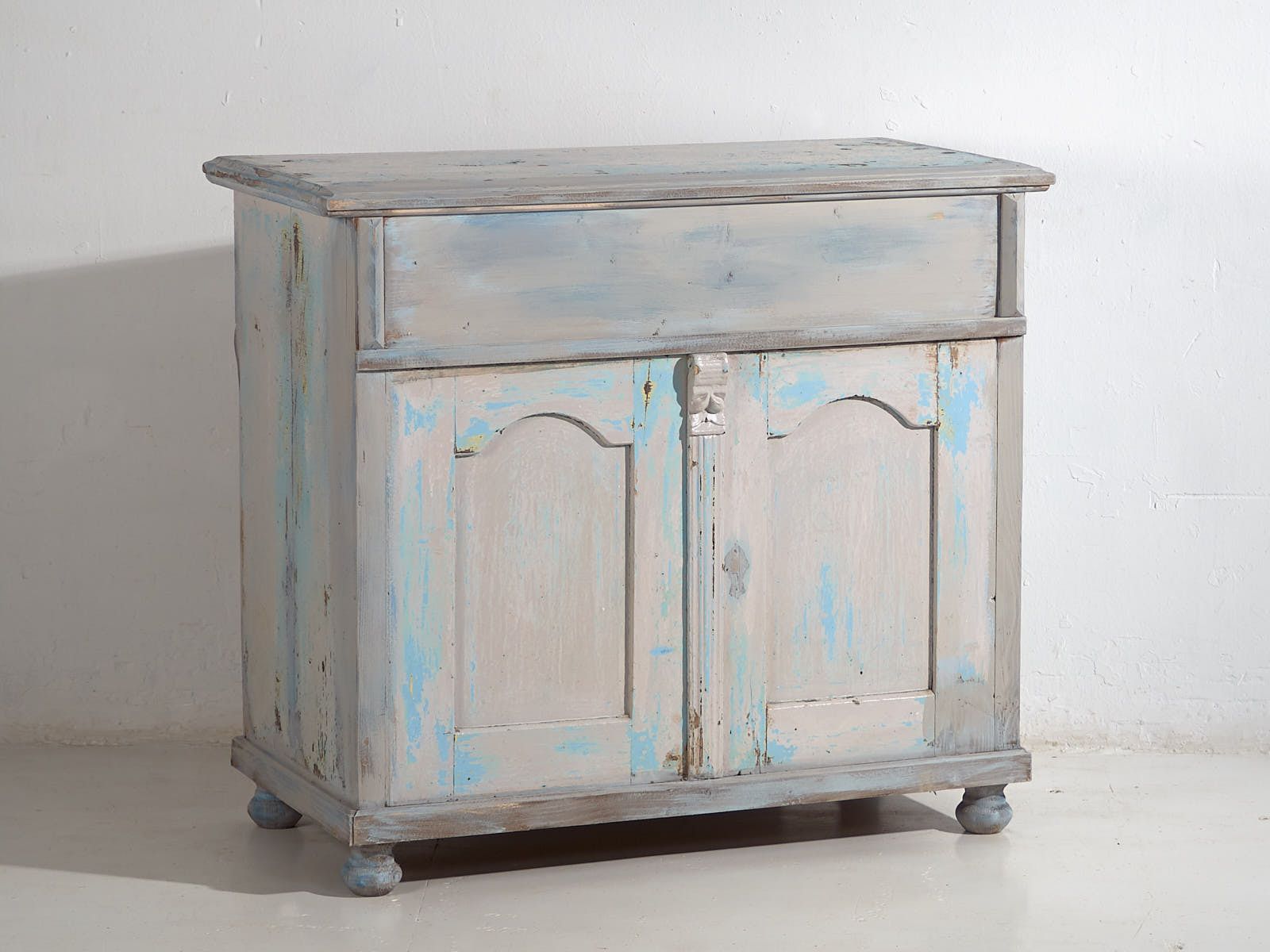 Furniture Antique Blue Patina Shop Counter (C.1940) #81 photo