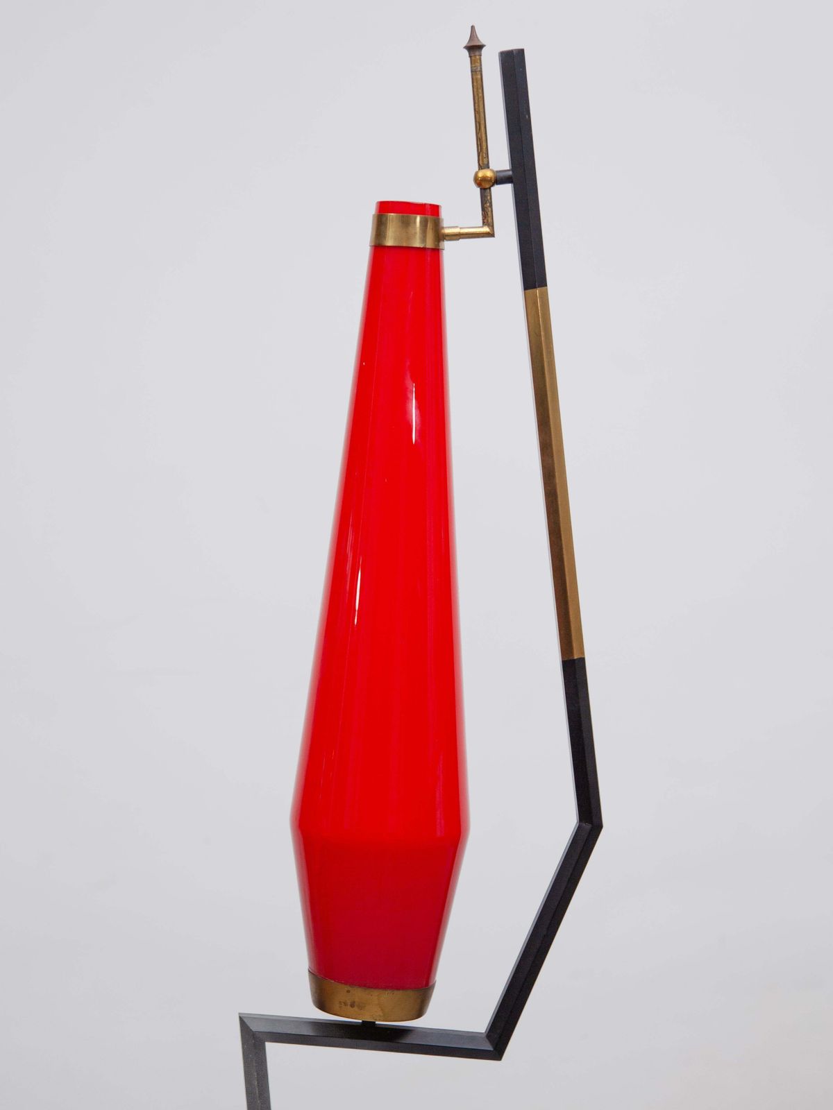 Stilnovo Red Glass Shade Floor Lamp, 1960 Designed By Vistosi photo for sale