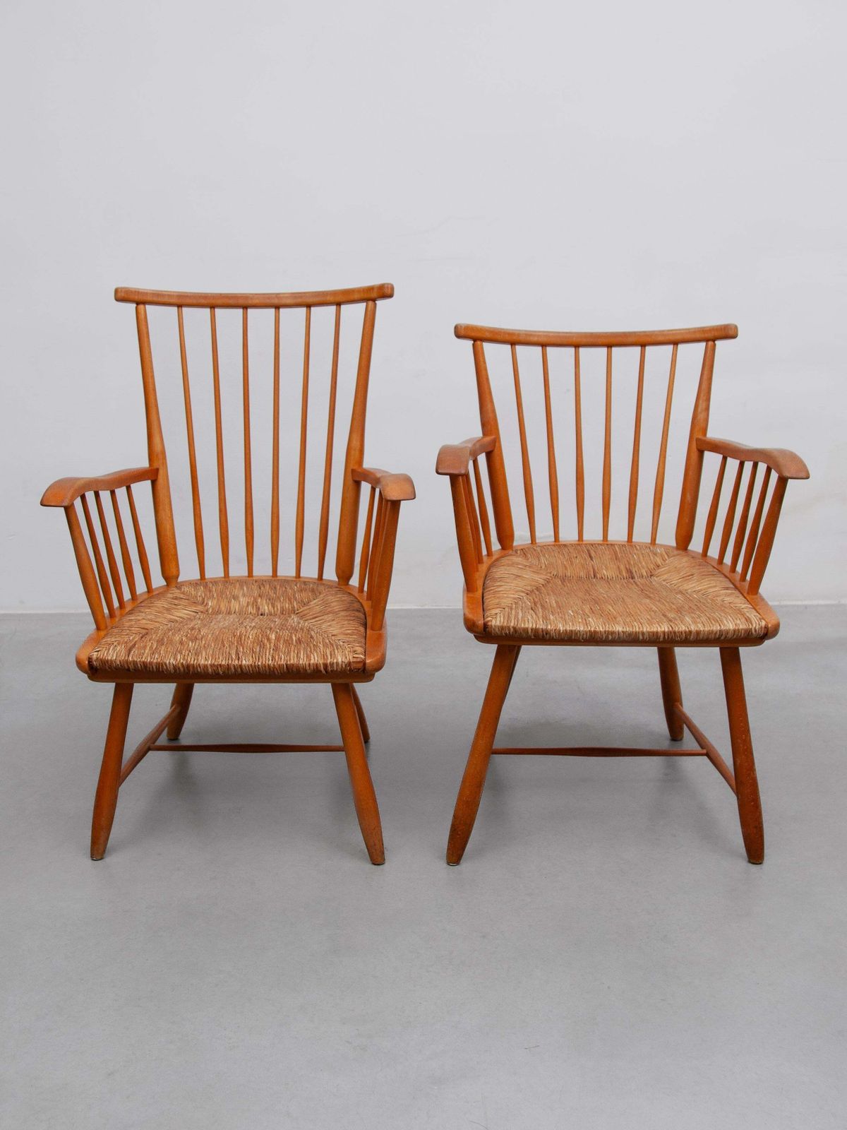 Arno Lambrecht For Wk Möbel, Set Of Two Lounge Chairs, Solid Beech & Paper Cord photo furniture