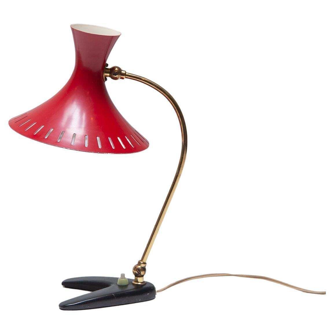 Desk Lamp With Red Shade Mid Century Modern By Stilux Milano, 1950s photo furniture