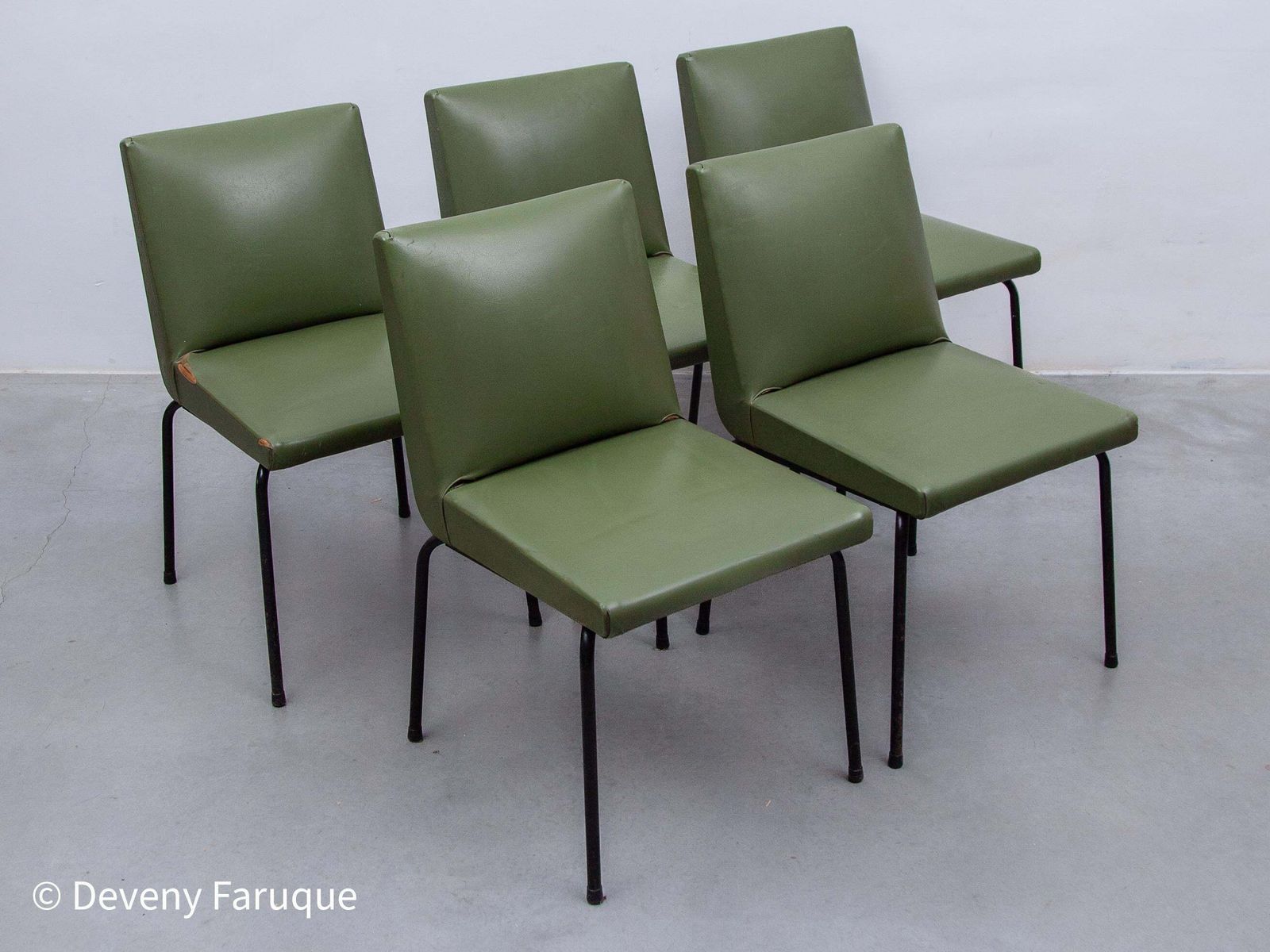 Furniture Set Of Five Dining Room Chairs Designed By Pierre Guariche For Meurop, Belgium photo