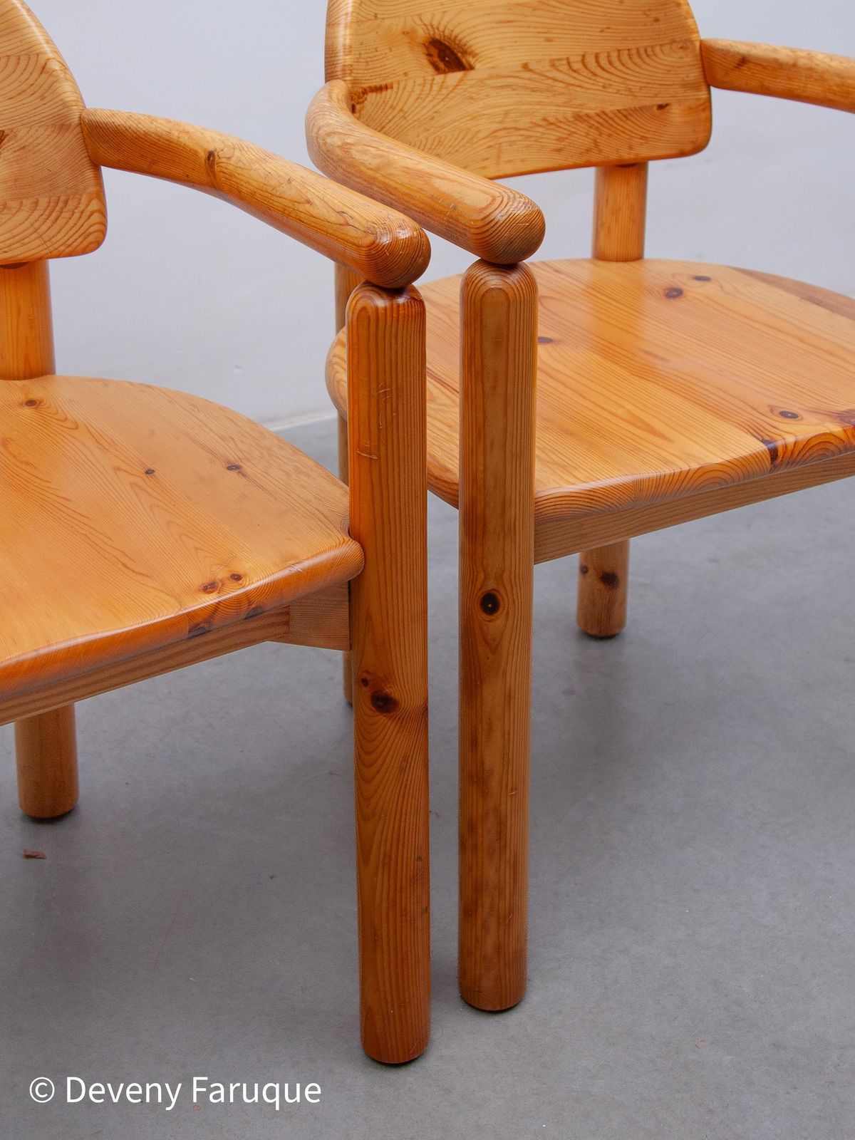 Furniture Set Of Two Solid Pine Side Arm Chairs By Rainer Daumiller For Hirtshals, 1970s photo