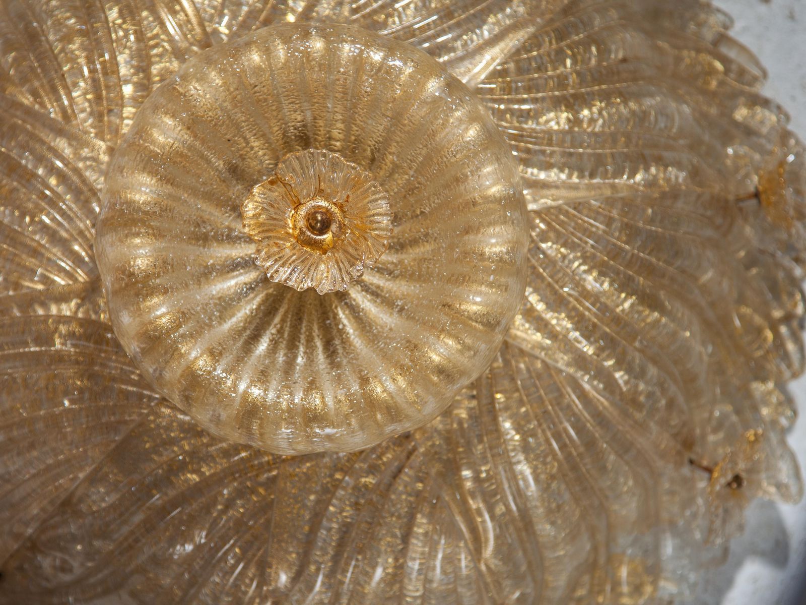 Large Barovier & Toso Flower Gilt Art Glass Murano Flush Mount photo buy