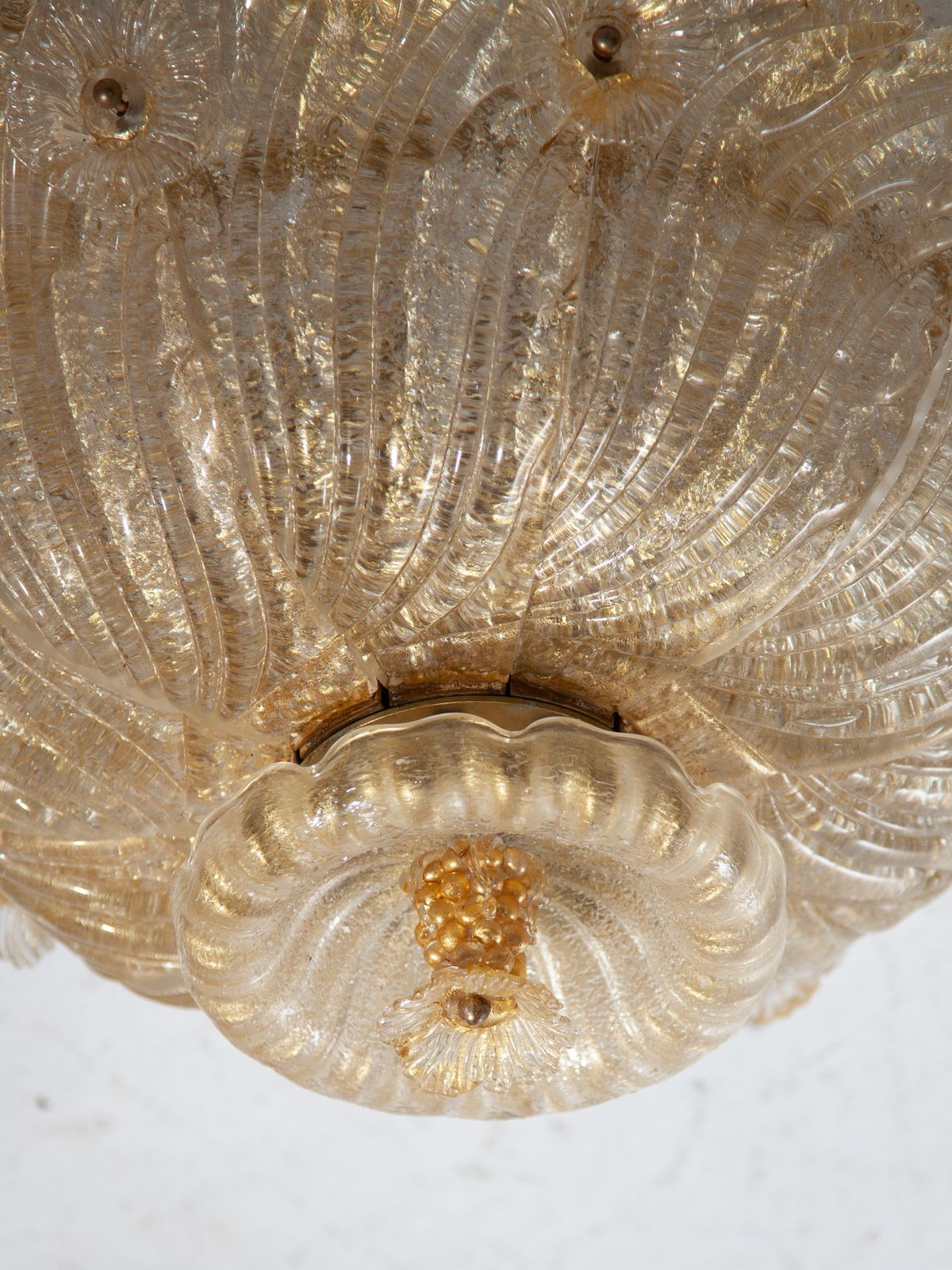 photo furniture Large Barovier & Toso Flower Gilt Art Glass Murano Flush Mount