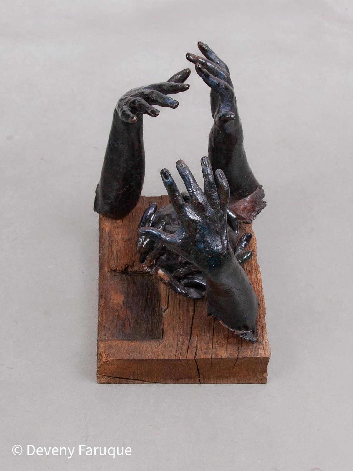 Rare Blue Glazed Ceramic Sculpture Decorated With Hands, 1970s, Belgium photo for sale