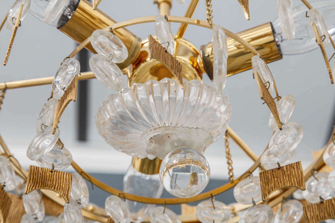 Brutalist Gilt Relief Chandelier By Palwa, Germany 1970s photo vinterior
