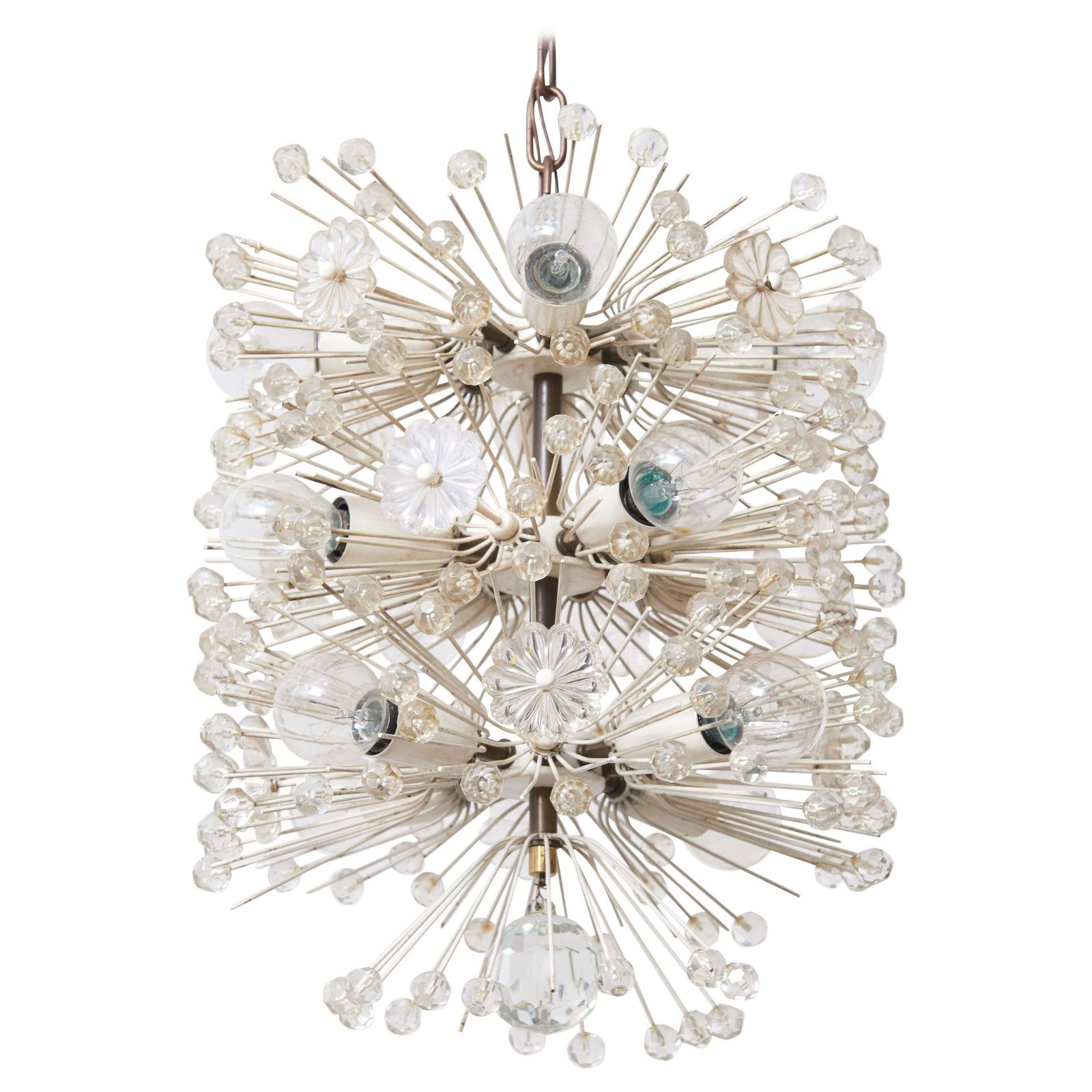 Rupert Nikoll For Emil Stejnar Snowball Sputnik Chandelier, 1950s Vienna