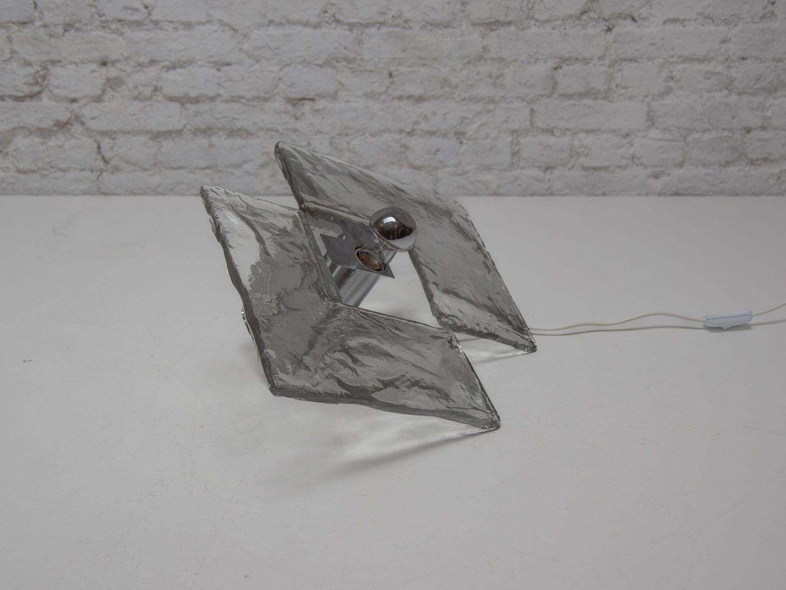 Rare Ice Glass Table Lamp By Alfredo Barbini  Murano Glass Venini, 1960s photo buy
