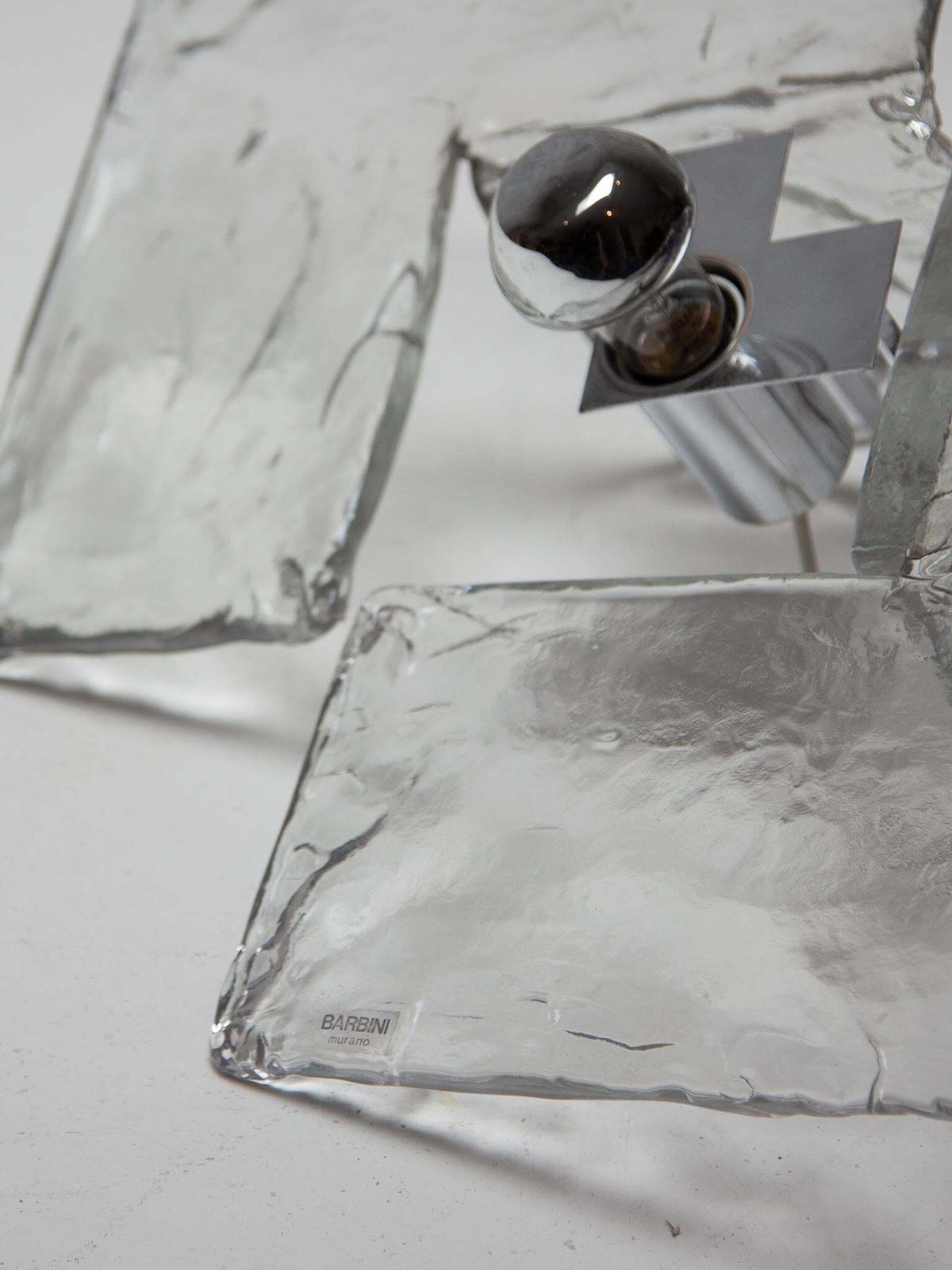 2967.0 Rare Ice Glass Table Lamp By Alfredo Barbini  Murano Glass Venini, 1960s photo