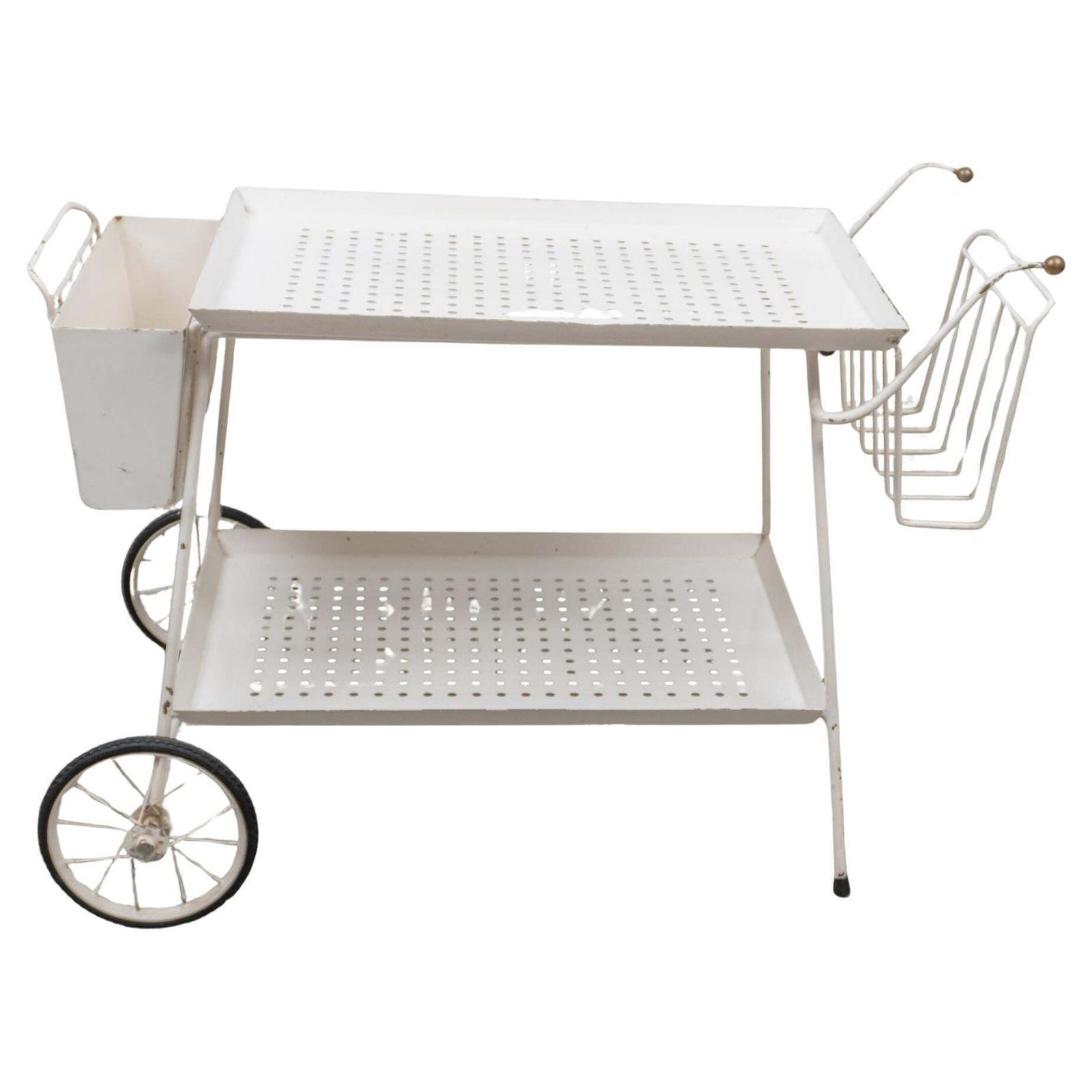 Outdoor Serve Table With Sheet Metal Perforated Rectangular Tray, 1950s photo furniture