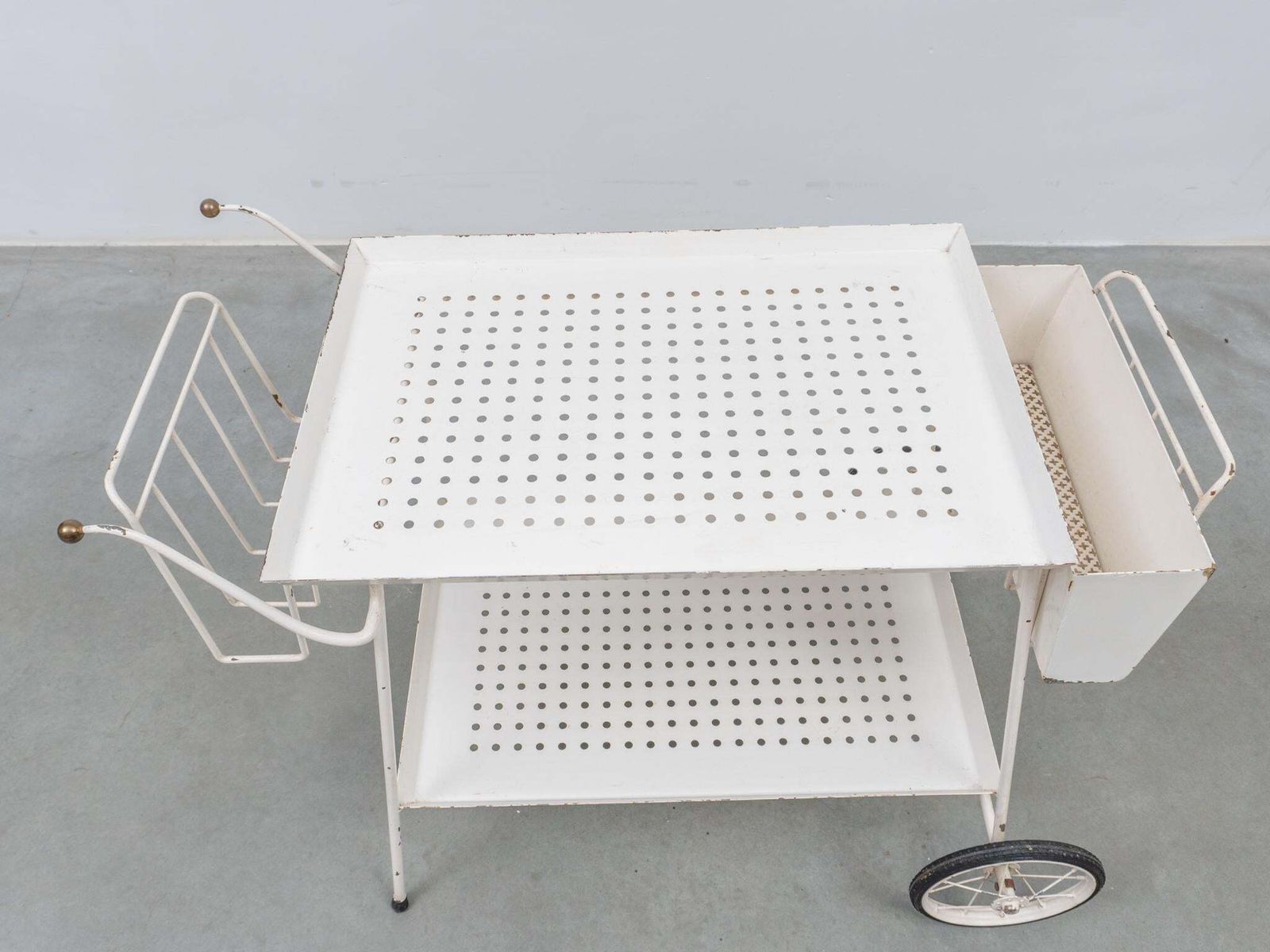 2013.0 Outdoor Serve Table With Sheet Metal Perforated Rectangular Tray, 1950s photo