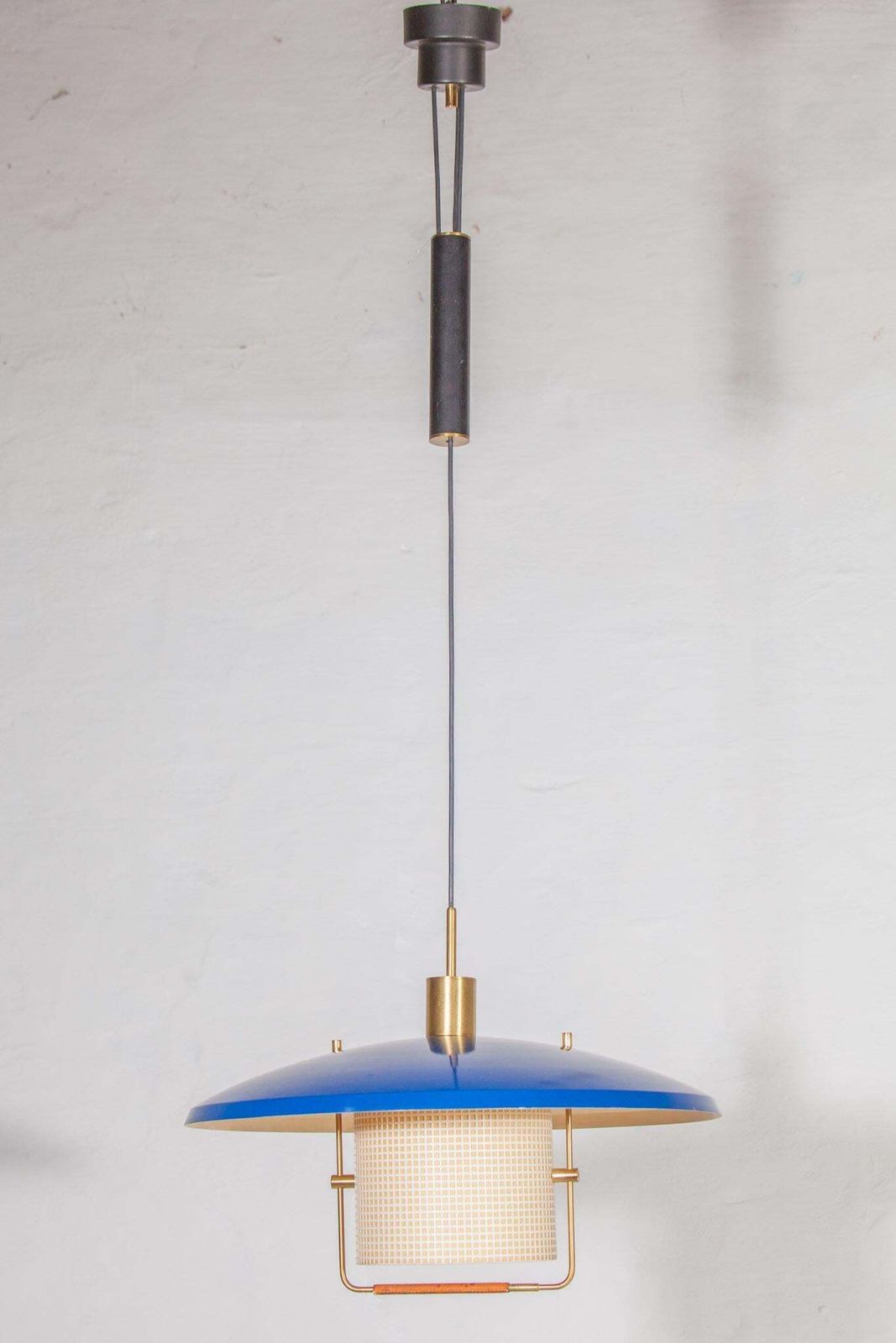 1950s Blue Counterweight Pendant By Gaetano Sciolari For Stilnovo photo for sale