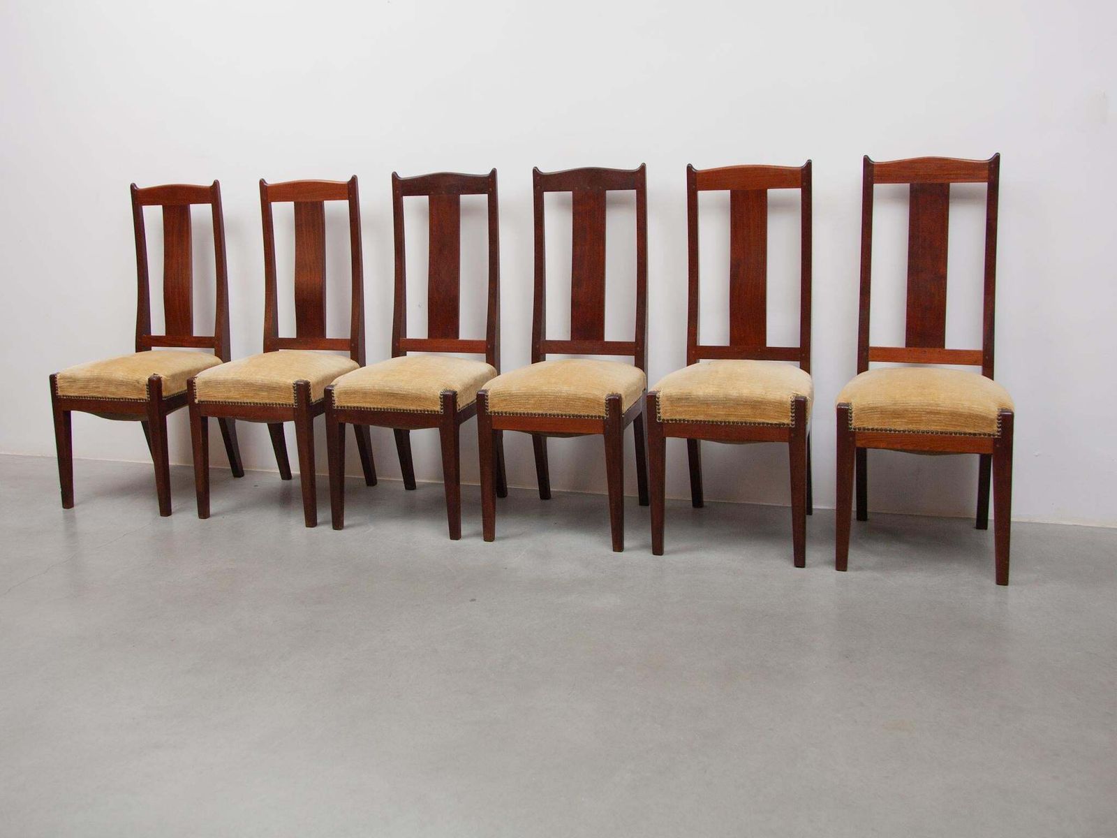 Arts And Crafts Amsterdamse School Set Of Six Chairs By Jac. Van Den Bosch, 1909 photo furniture
