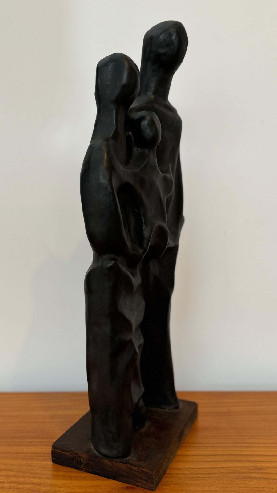 Art Abstract Family Sculpture In Black Glaze By Elie Van Damme, Belgium, 1960s photo