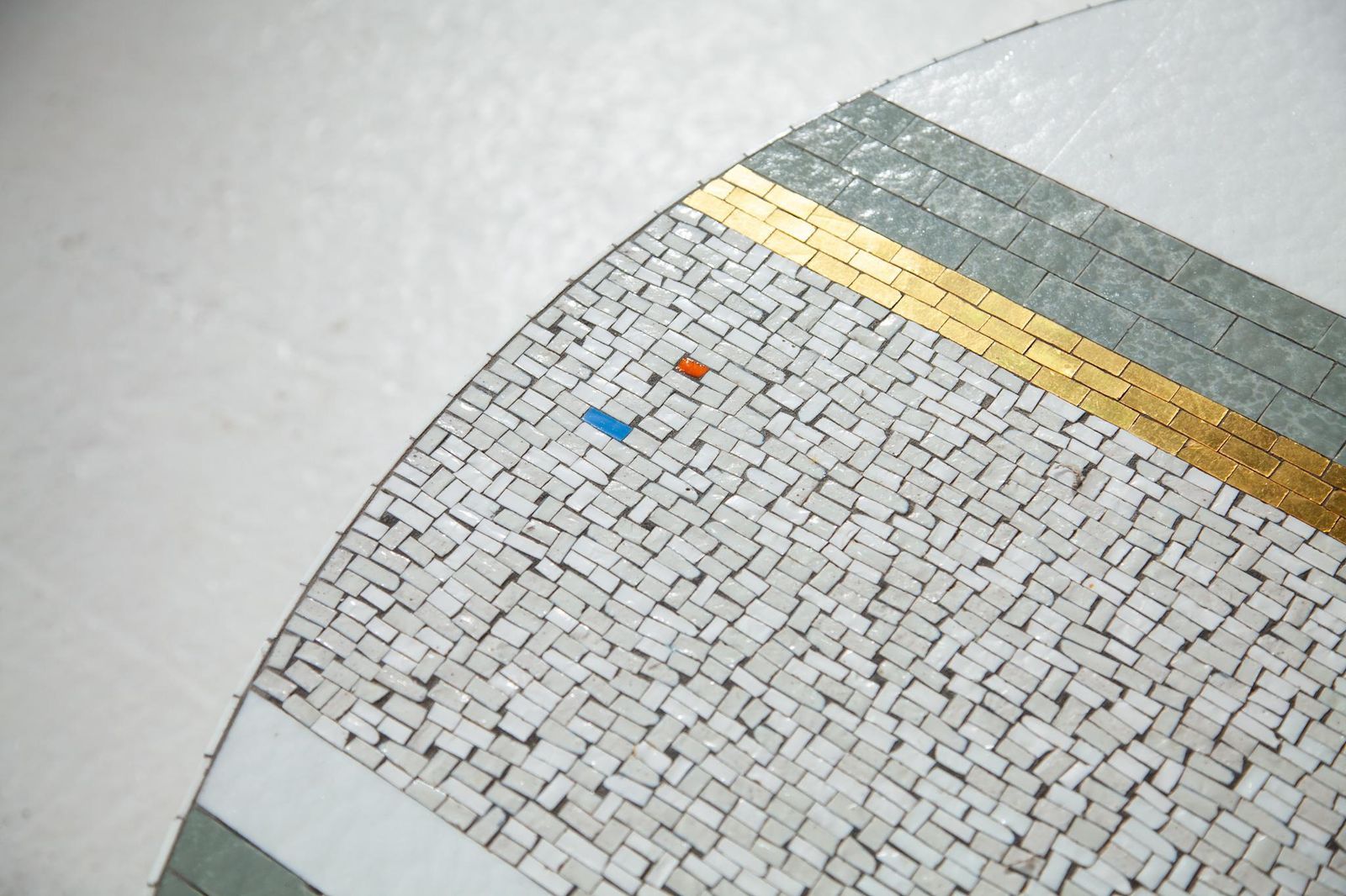 Large Round Mosaic Gold And White Tile Coffee Table Designed By Berthold Müller photo 4131.0
