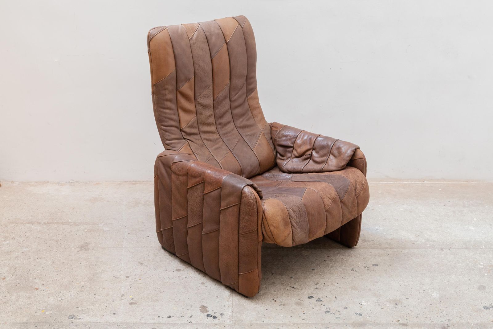 De Sede Brown Leather Patchwork Seventies Lounge Chair photo furniture