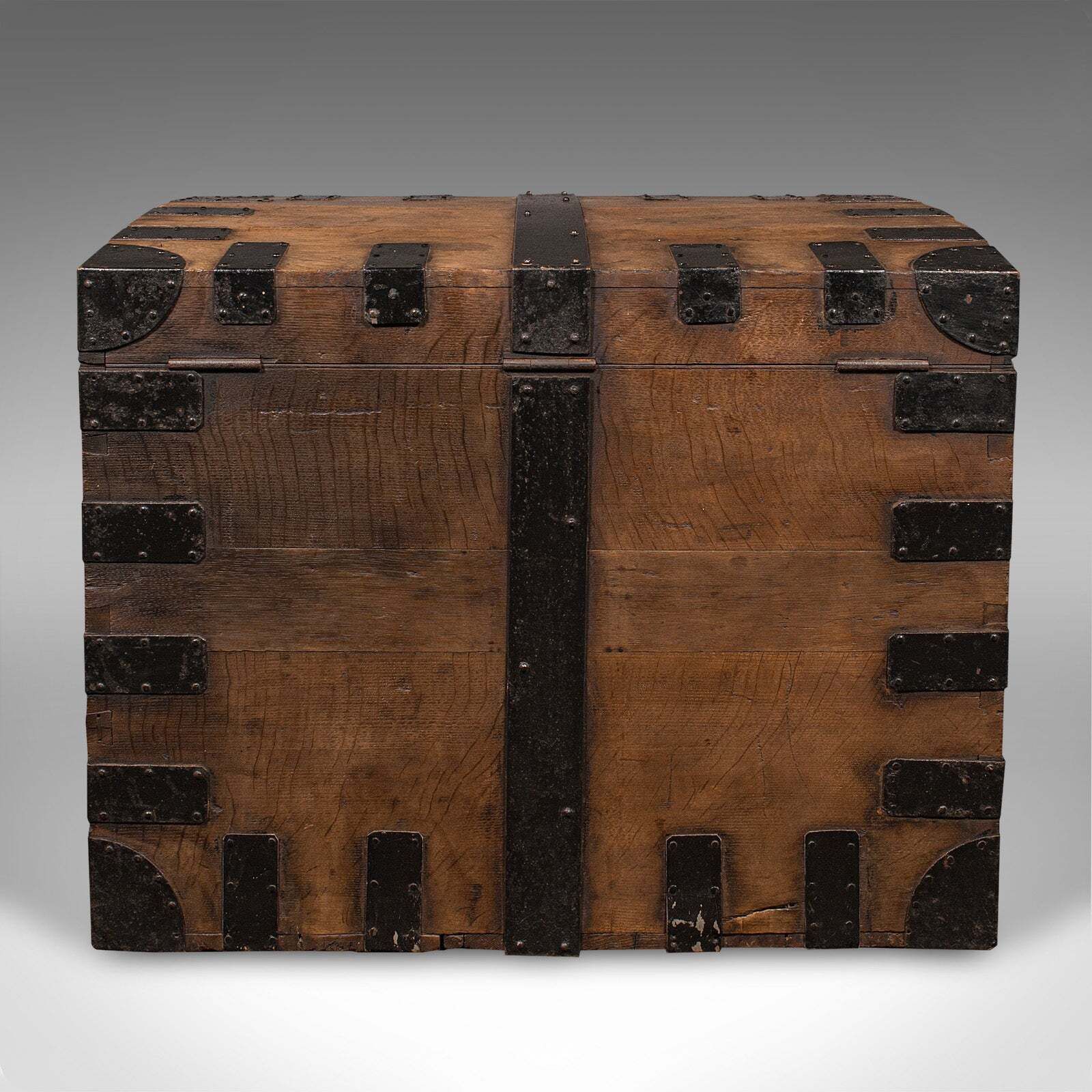 Antique Silver Chest, English, Oak, Cast Iron, Storage Trunk, Victorian, C.1860 photo 1595.0