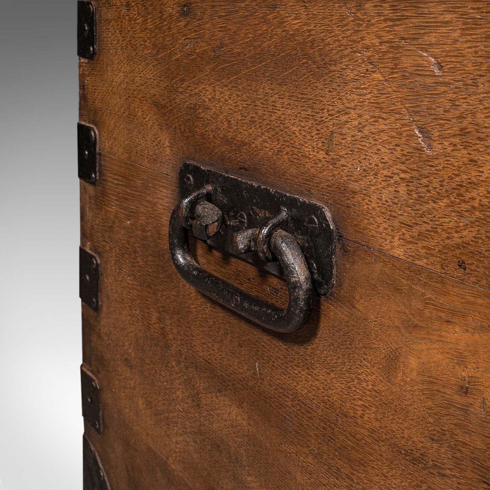 1595.0 Antique Silver Chest, English, Oak, Cast Iron, Storage Trunk, Victorian, C.1860 photo
