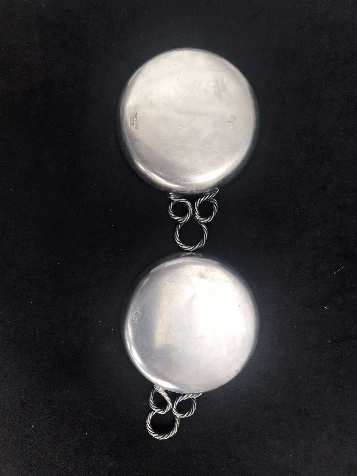 Christofle Set 2 Small Dishes/ Taste Wine, Coasters/ Individual Ashtrays Rare Silver Plated Table Decor Gift For Hostess Smoker Tobacciana photo vintage