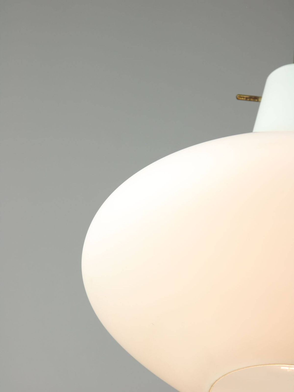 Mid Century Italian Brass And Opaline Glass Pendant Lamp photo vintage